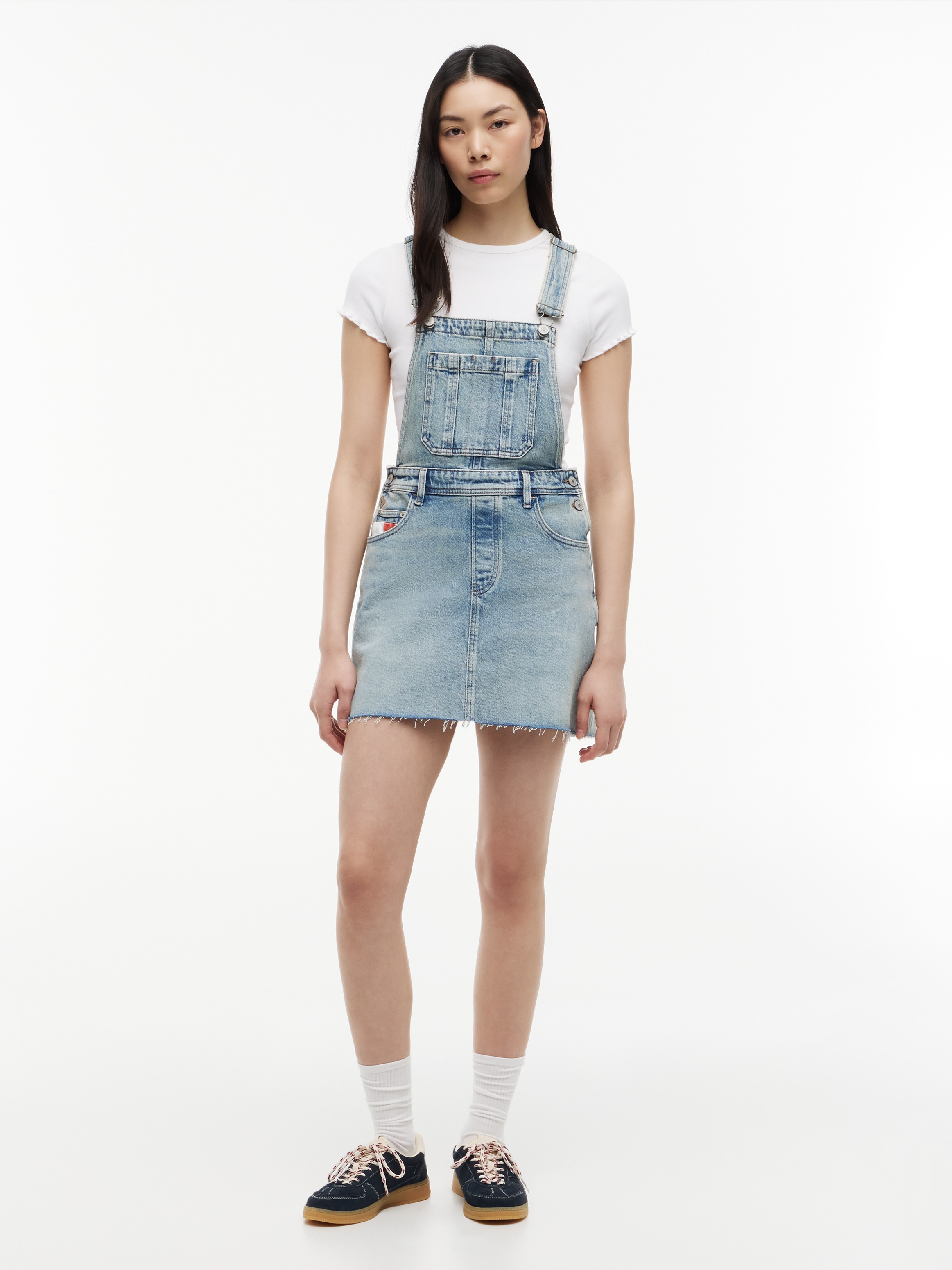 Tommy Jeans Jeanskleid "DENIM DUNGAREE DRESS RWB CJ6115" Brusttasche Baumwollmischung