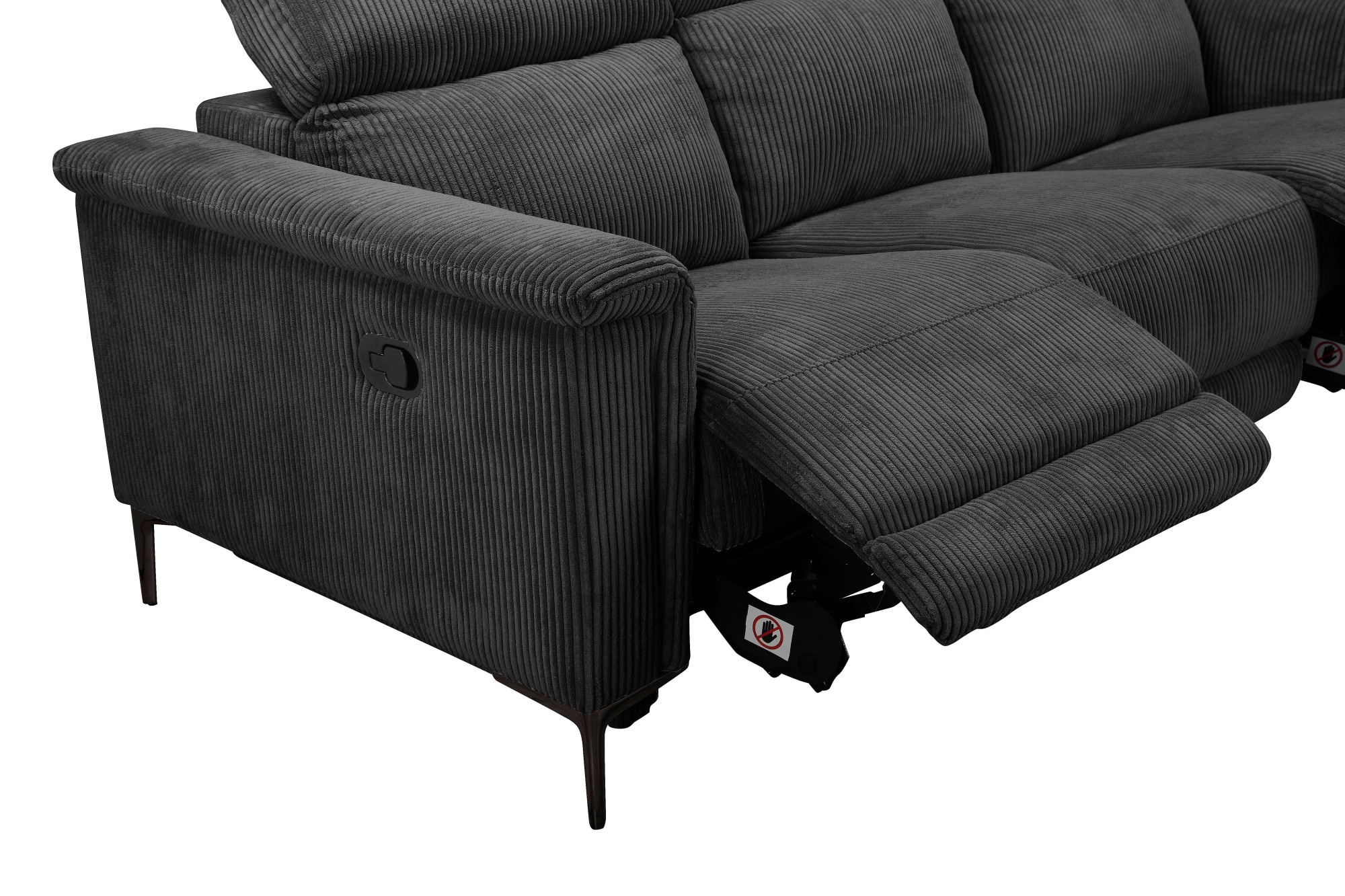 Places of Style 3-Sitzer »Lund Cord, mit manueller o. elektrischer Relaxfunktion in 2 Sitzen,«, USB-A, Kopfteilverstellung, Breite 222 cm