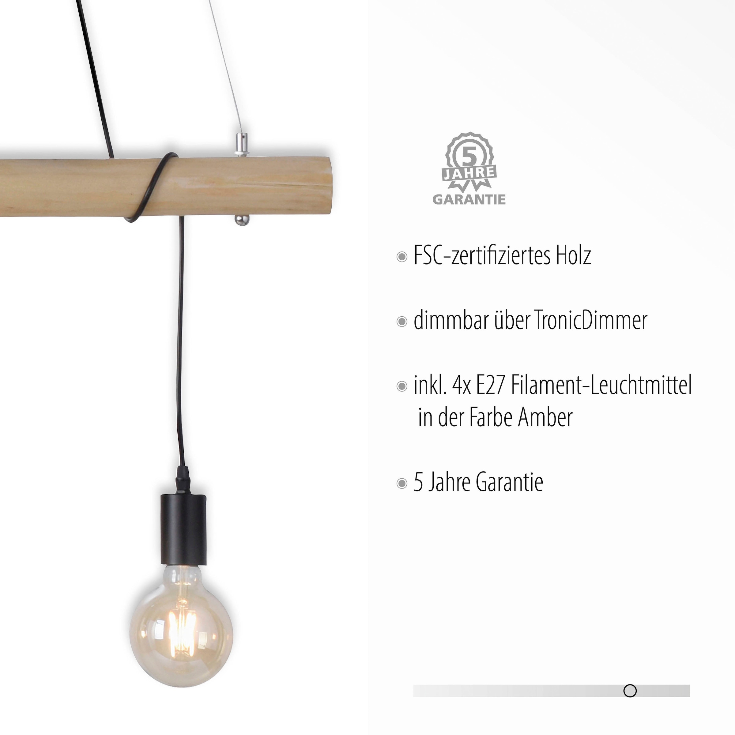 TronicDimmer, inkl. über BAUR 4 Pendelleuchte dimmbar JUST Leuchtmiitel LIGHT LED | flammig-flammig, »TERO«,