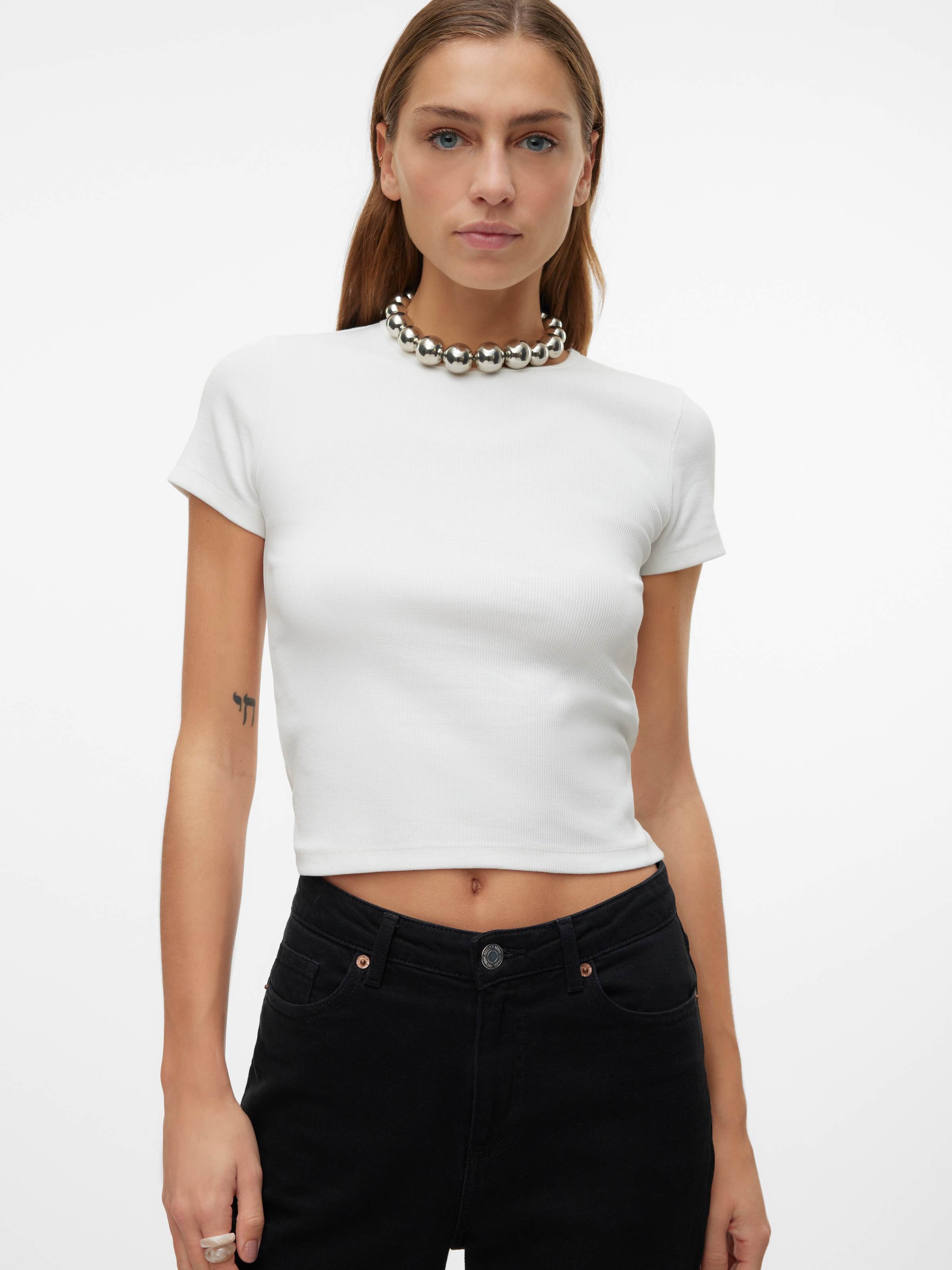 Vero Moda Kurzarmshirt "VMCHLOE SS SHORT TOP JRS NOOS" Baumwollmischung günstig online kaufen