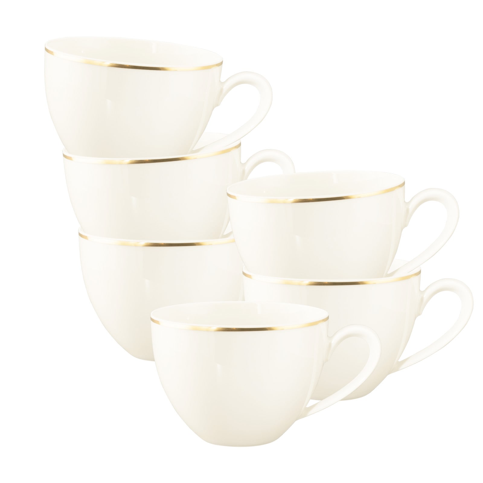 Seltmann Weiden Tasse "Milchkaffeetassen Savona Goldlinie 340 ml 6er Set creme" Spülmaschinenfest, Mikrowellensicher, Ofenfest