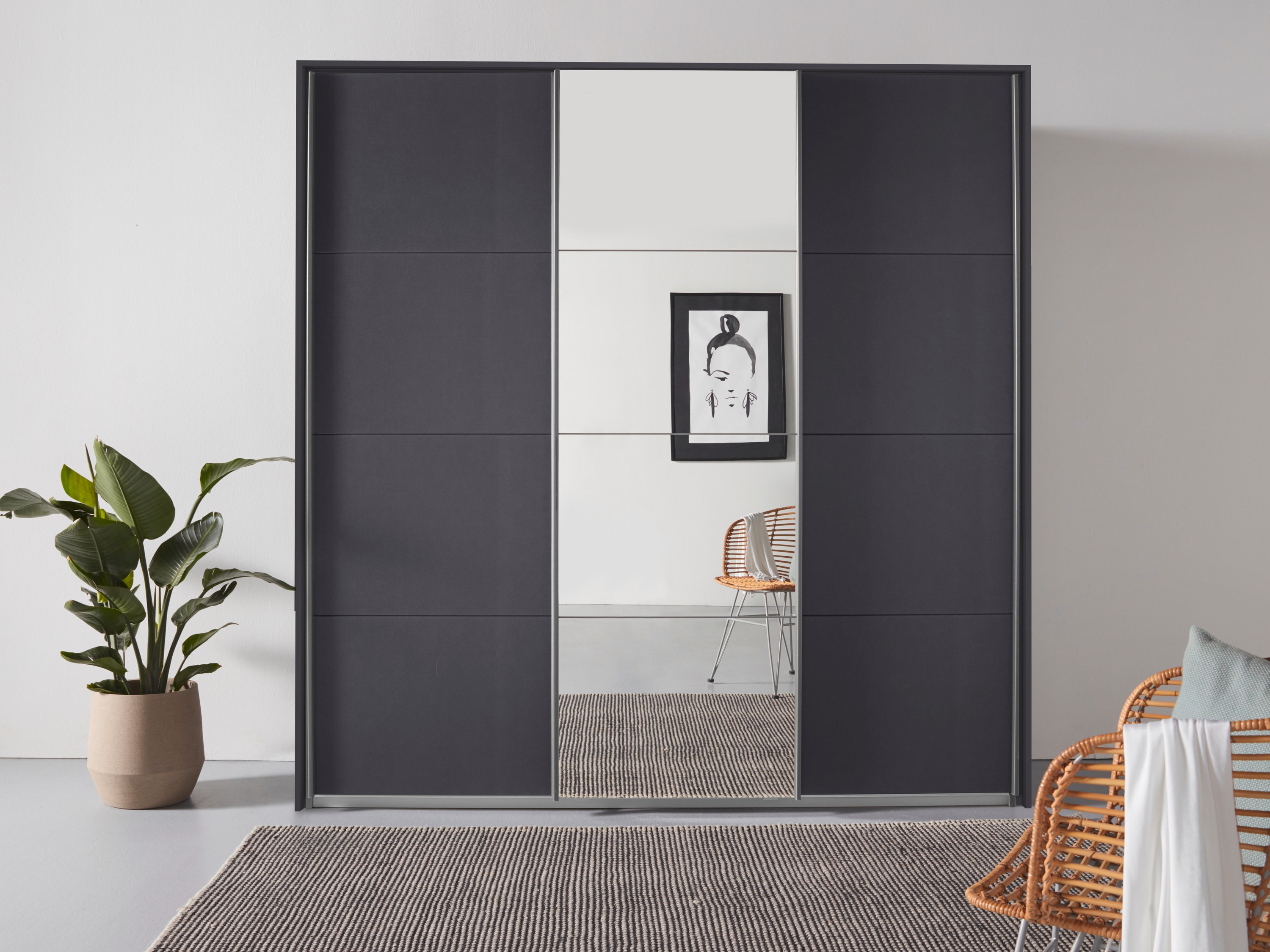 OTTO home "Mehrzweckschrank Aktenschrank Möbel Mietswohnung Schlafzimmer OTELI" Breiten 211/278/323/368 cm Höhen 214/233 cm, inkl. Passepartout optional mit Beleuchtung MADE IN GERMANY