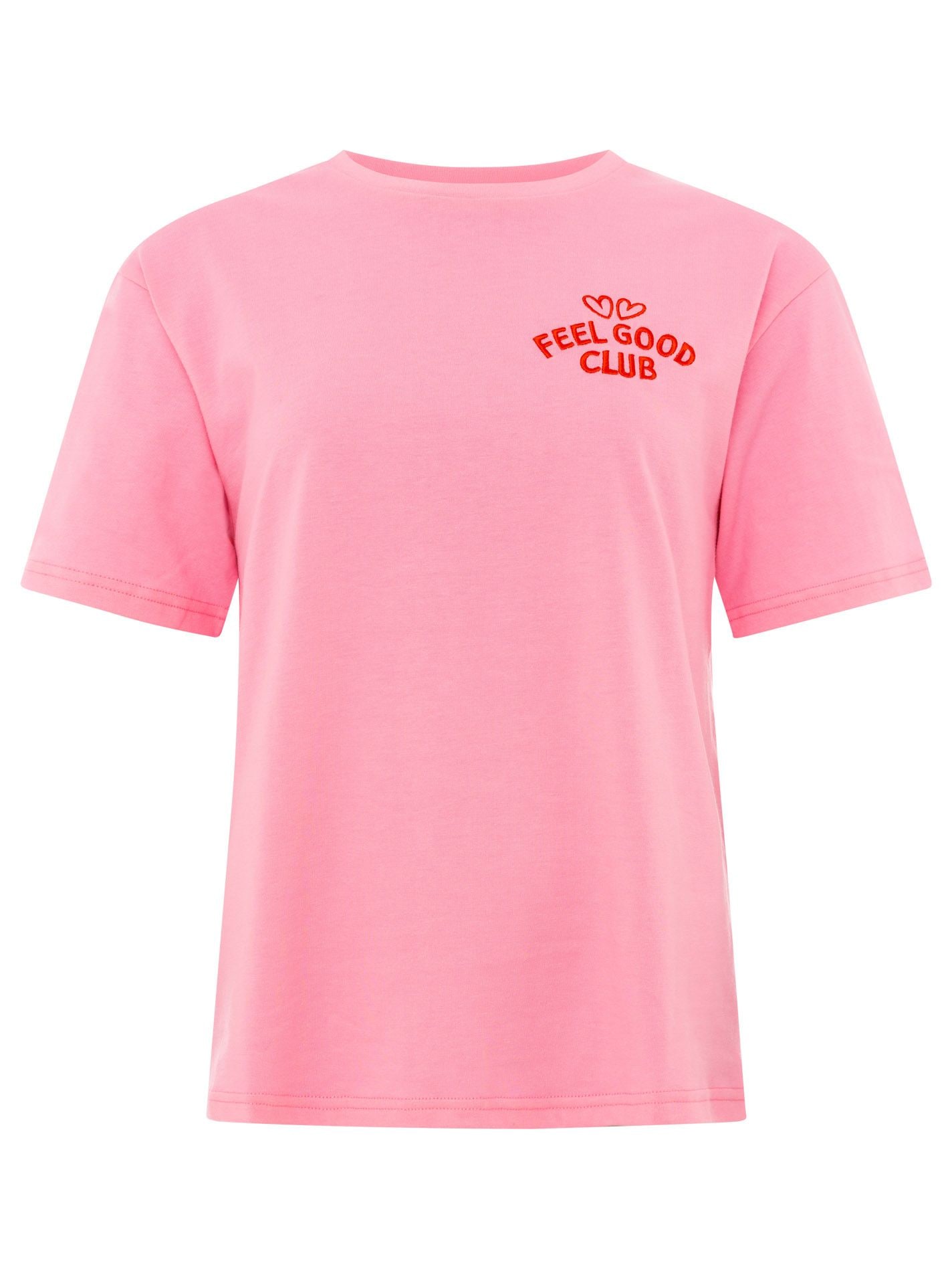 Zwillingsherz T-Shirt »"Feel Good Club"« Rundhals, einfarbig, kleine Stickerei vorne