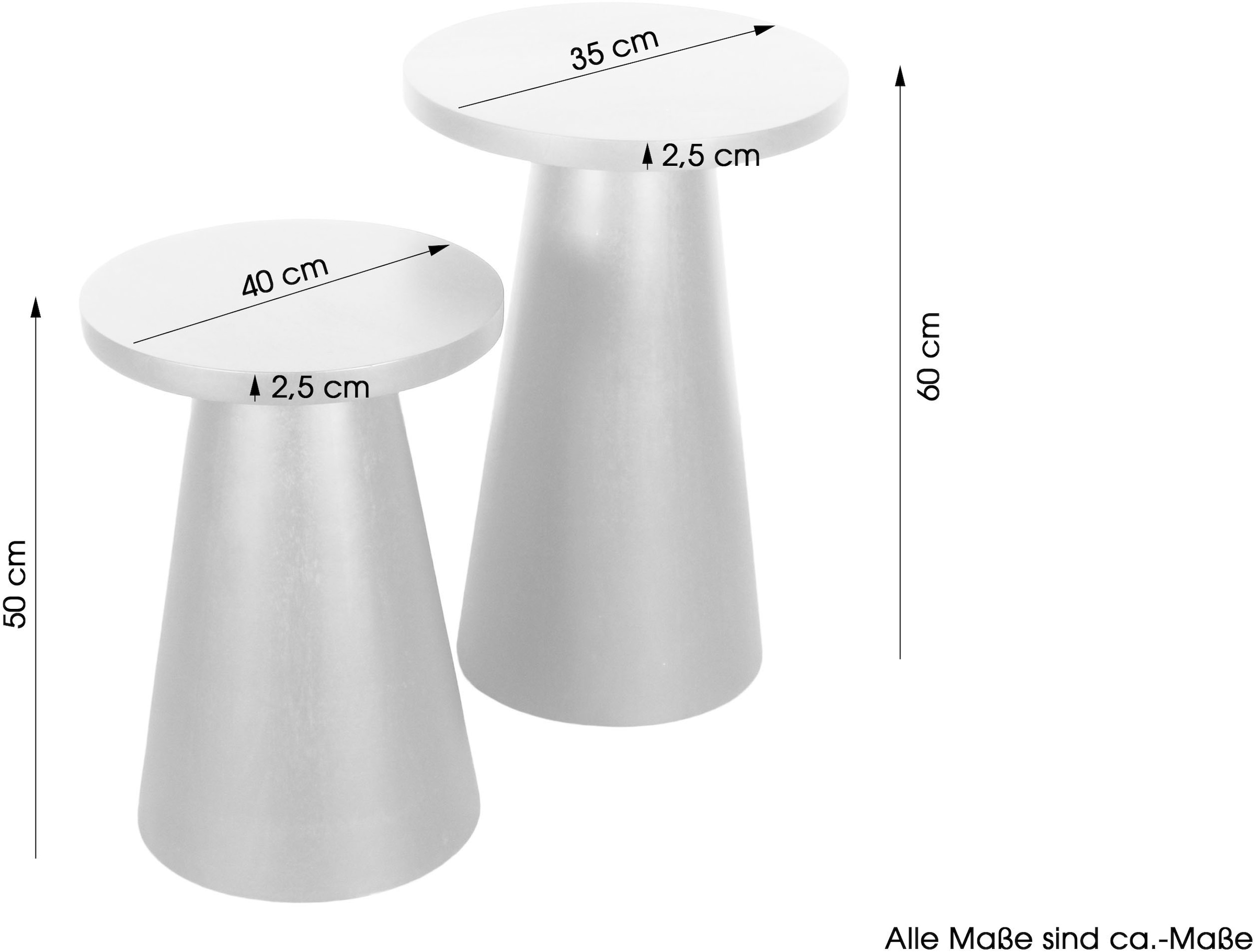 byLIVING Beistelltisch »Cone«, (Set), aus Massivholz in schwarz oder white wash, verschiedenen Größen