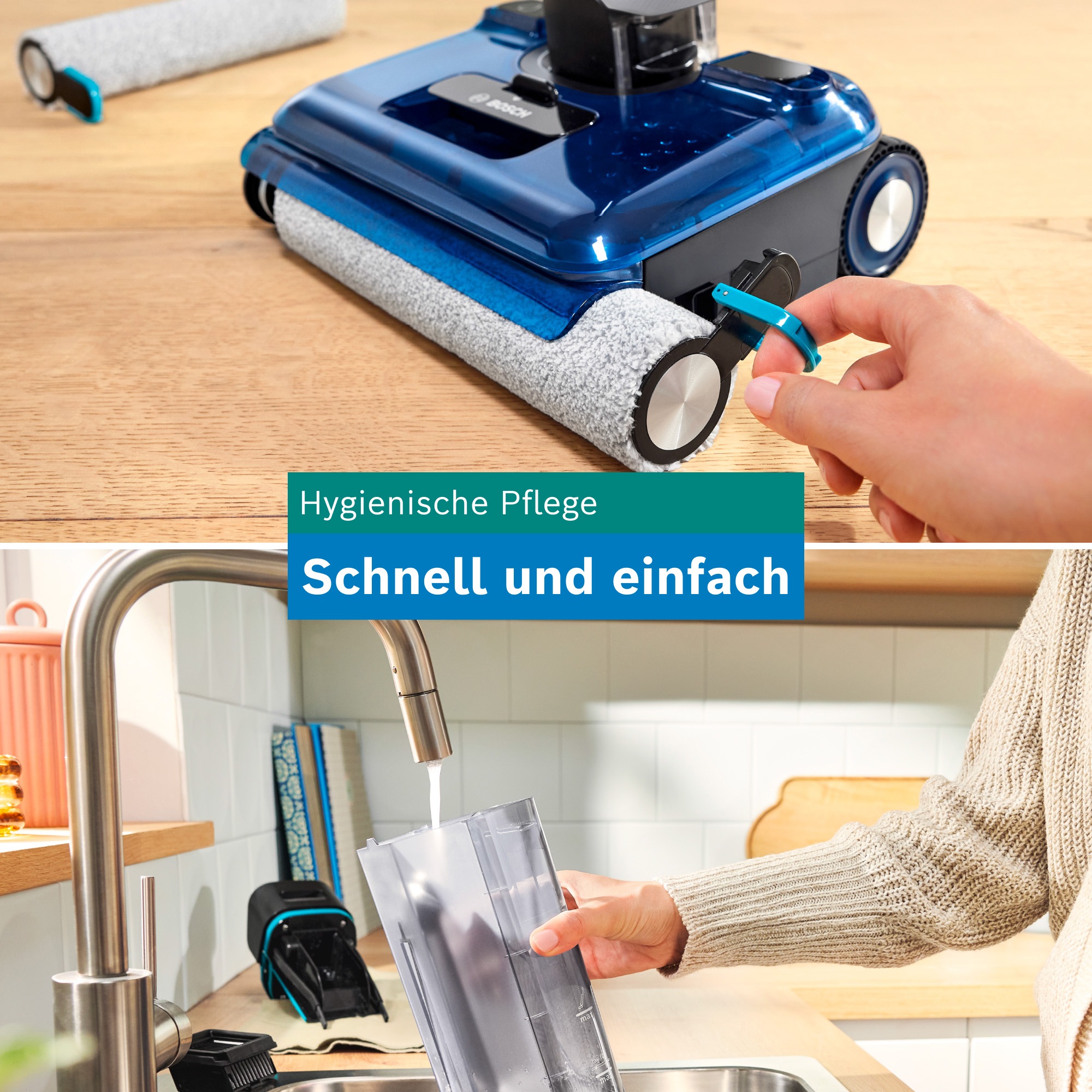 BOSCH Nass-Trocken-Sauger »OneFlow Serie 4 BHF41WM/BHF41WS, Selbstreinigung, 24.000 PA Saugkraft« Anti-Haarverwicklung, LED-Licht, Schnelltrocknung, 40 min Akku / 150m²