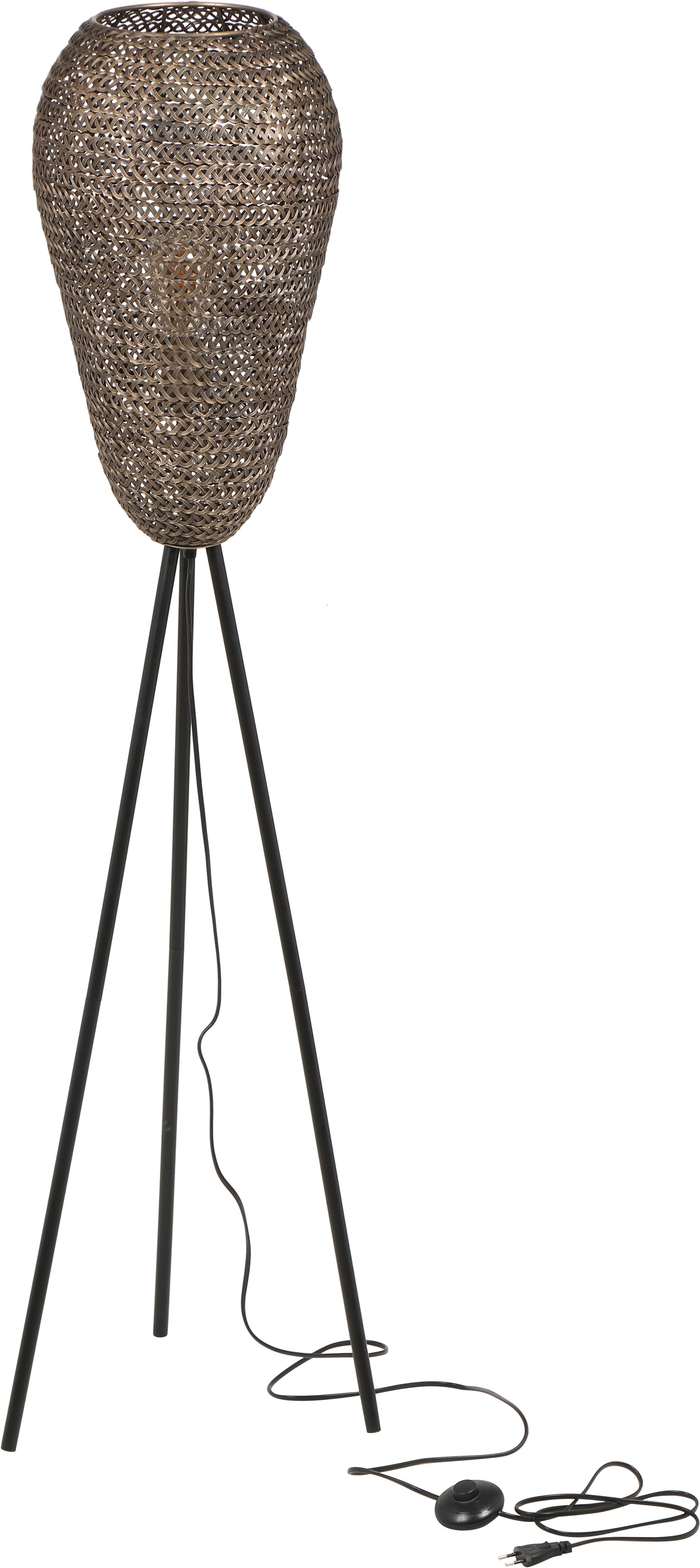TRIO Leuchten Stehlampe »ZIVA, Vintage Stehleuchte Wohnzimmer Ø 43cm Höhe 140cm« E27 1 Stk. warmweiß - kaltweiß Lampenschirm aus Draht-Geflecht, exkl 1x E27 max 10W