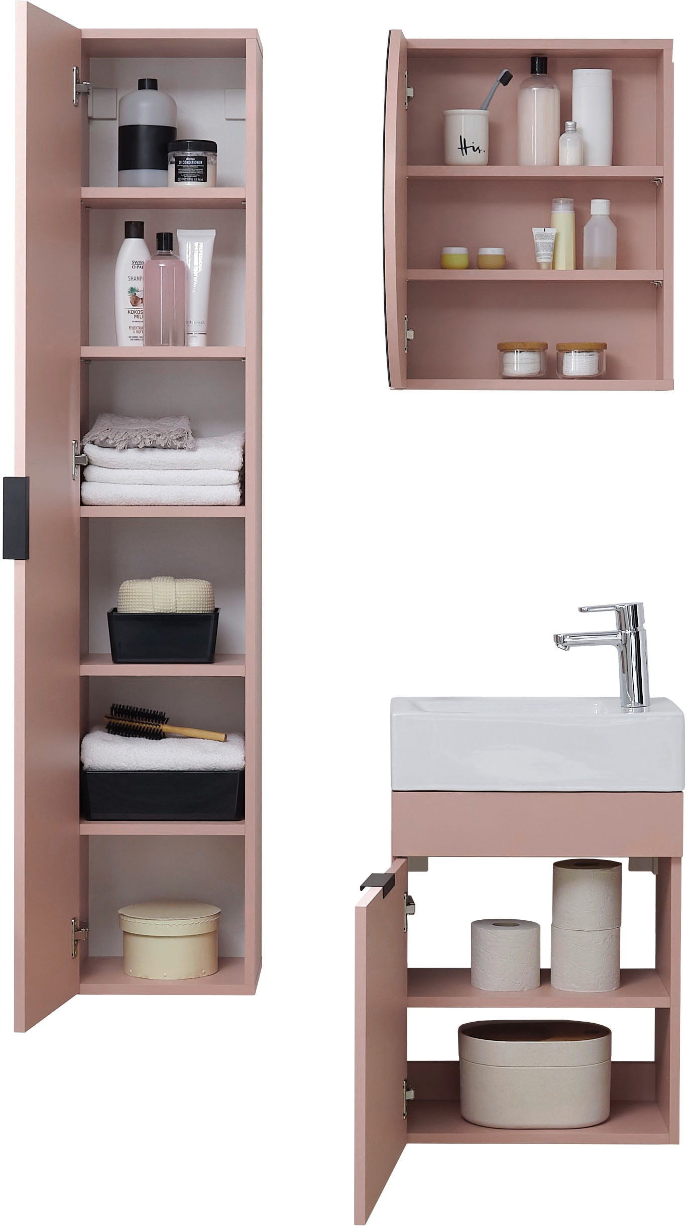 BASIC by Balculina Spiegelschrank »Nancy BxHxT 45x45x15 cm« 1 Stk. tlg. Breite 45 cm, offene Fächer