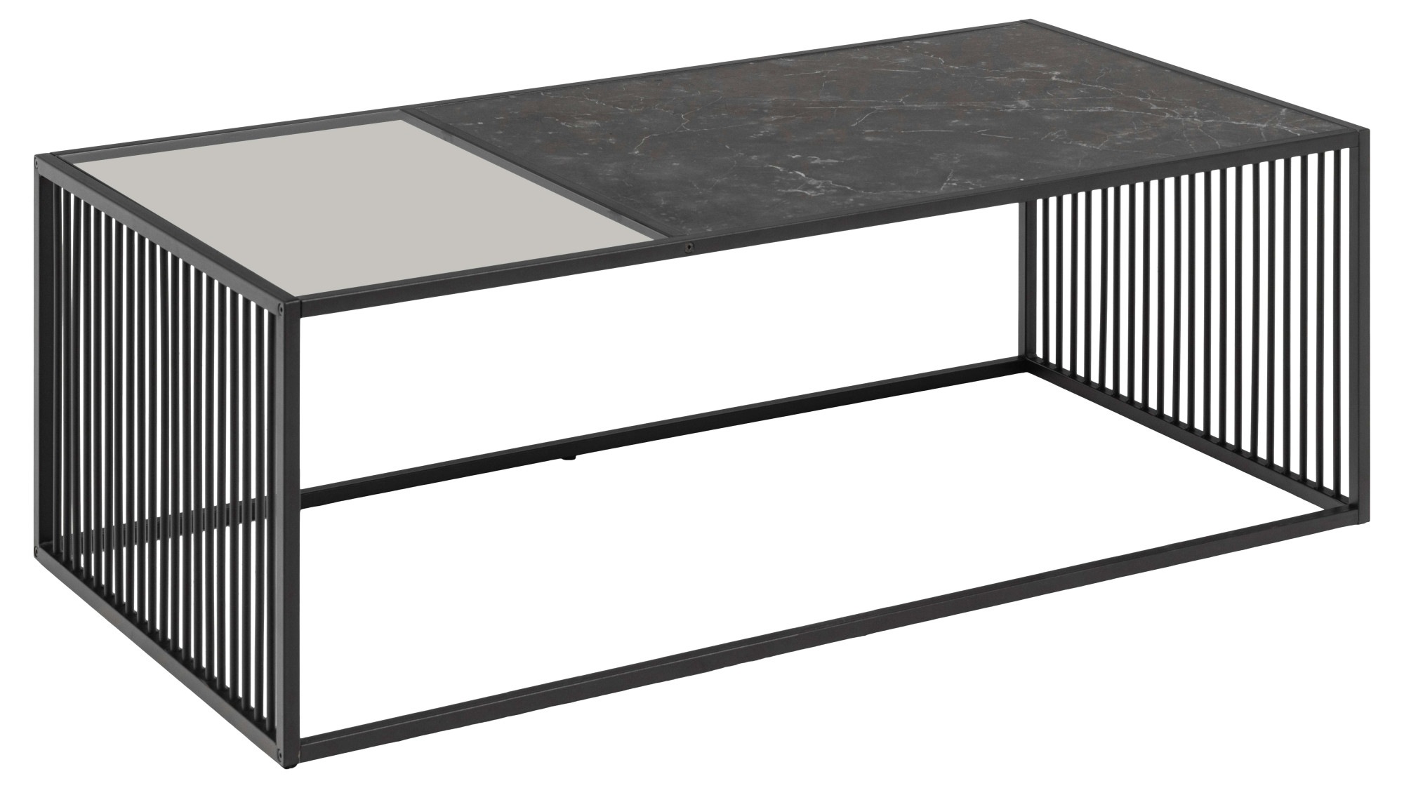 Thumbnail - ACTONA GROUP Couchtisch "Strington", schwarzer Marmoroptik, gehärtetes Glas, Metalllamellen, in 2 Größen lieferbar