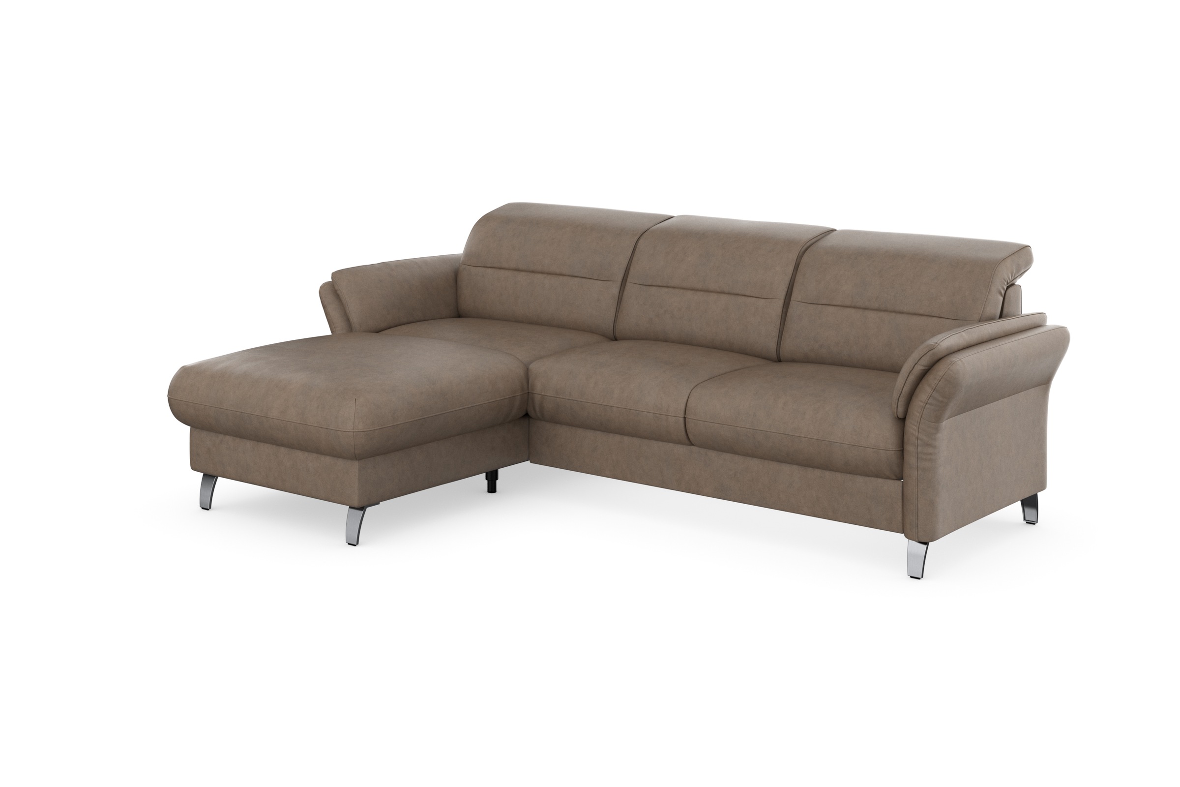 Ecksofa SIT & MORE "Grenoble L-Form mit Federkern", grau (taupe), B:251cm H:85cm T:161cm, Sofas, Ecksofa, wahlweise mit Bettfunktion, Bettkasten, Arm- und Kopfteilverstellung 3