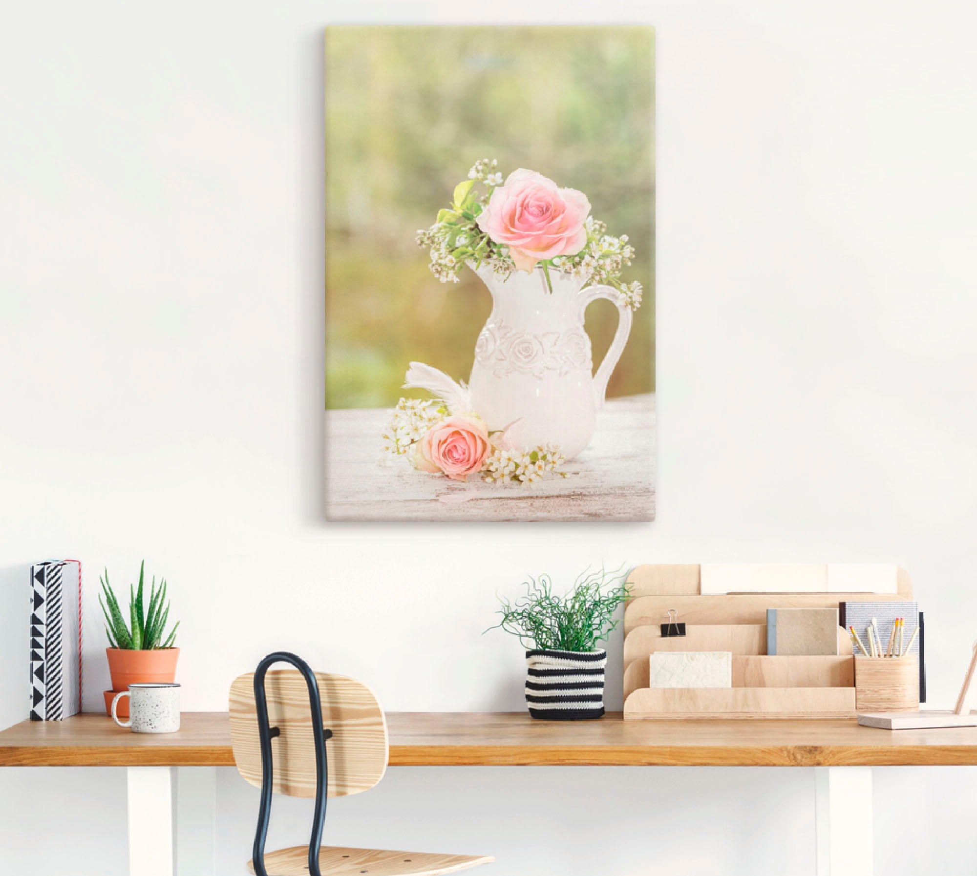 Artland Wandbild "Vintage Rosen in Vase" Blumen 1 Stk. tlg. als Alubild, Le günstig online kaufen