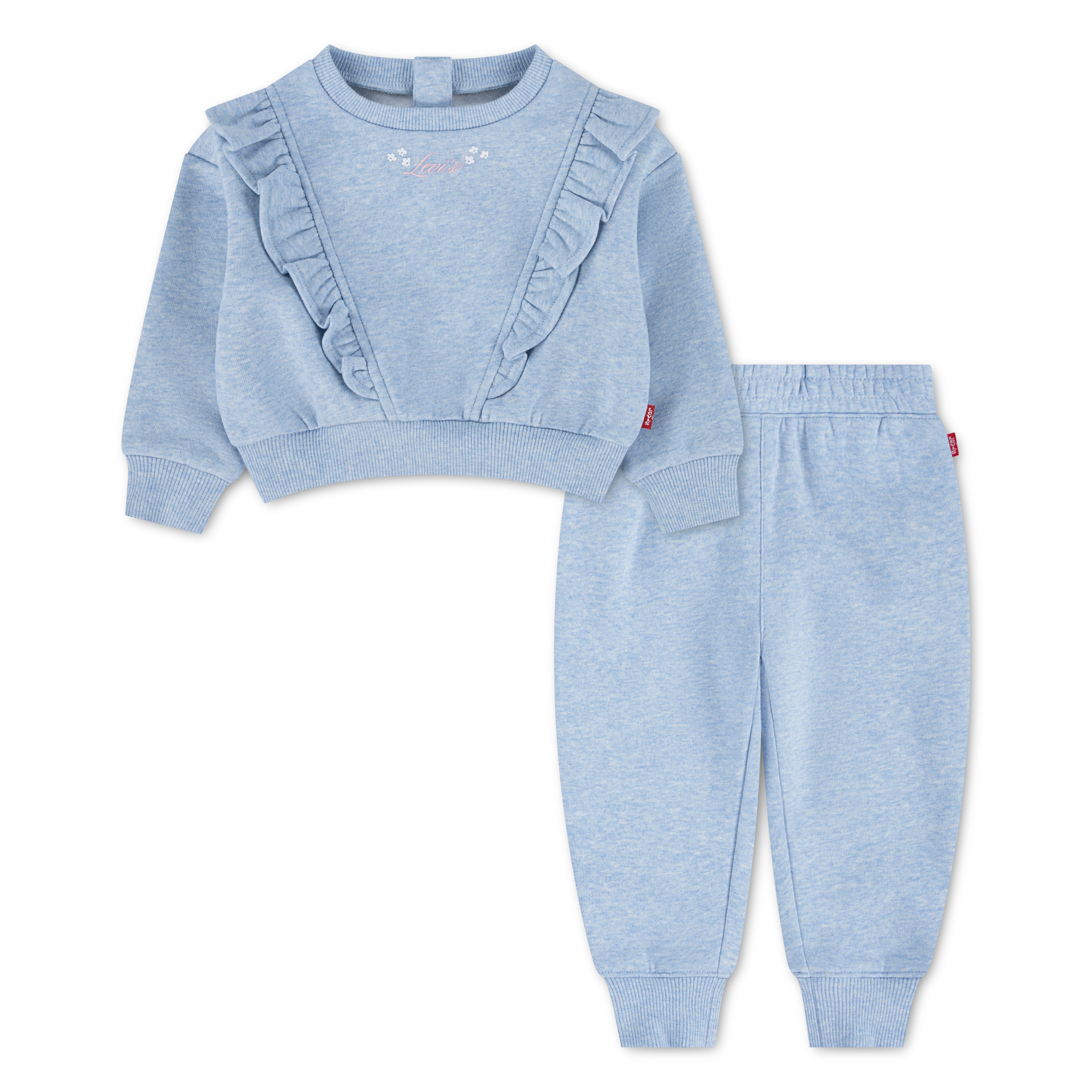 Levis Kids Sweatshirt "LVG RUFFLED CREW W JOGGER", 2 & Joggpants/ Jogginganzug mit Rüschenbesatz - for Girls