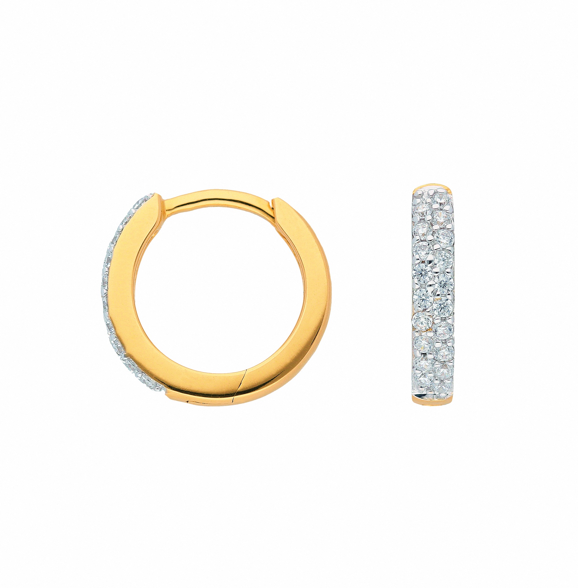 Adelia's 333 Gold Hoop Earrings with Zirconia Gold