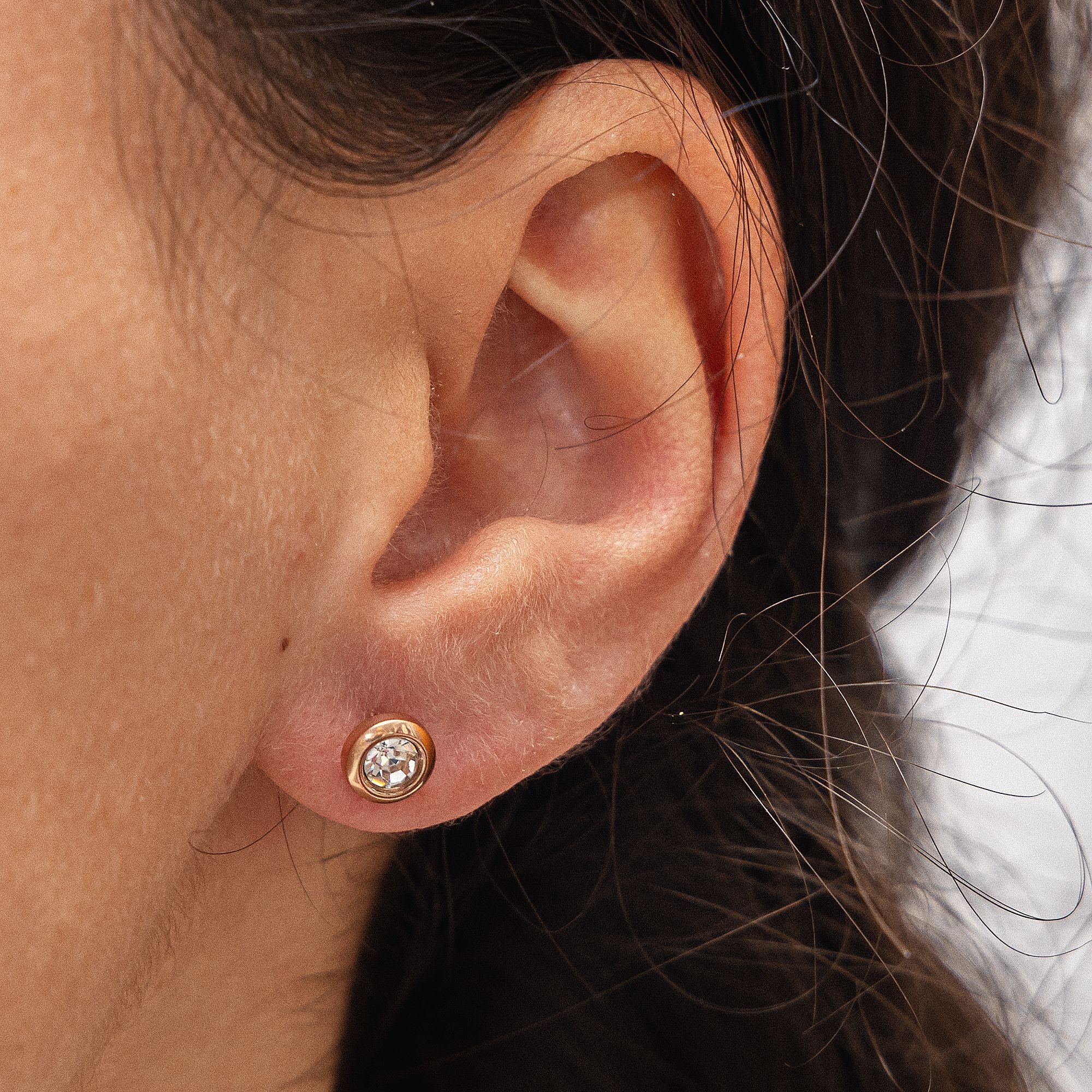 Zeeme Paar Ohrstecker »Edelstahl rosé-vergoldet mit weißem Zirkonia-Stein 7mm«