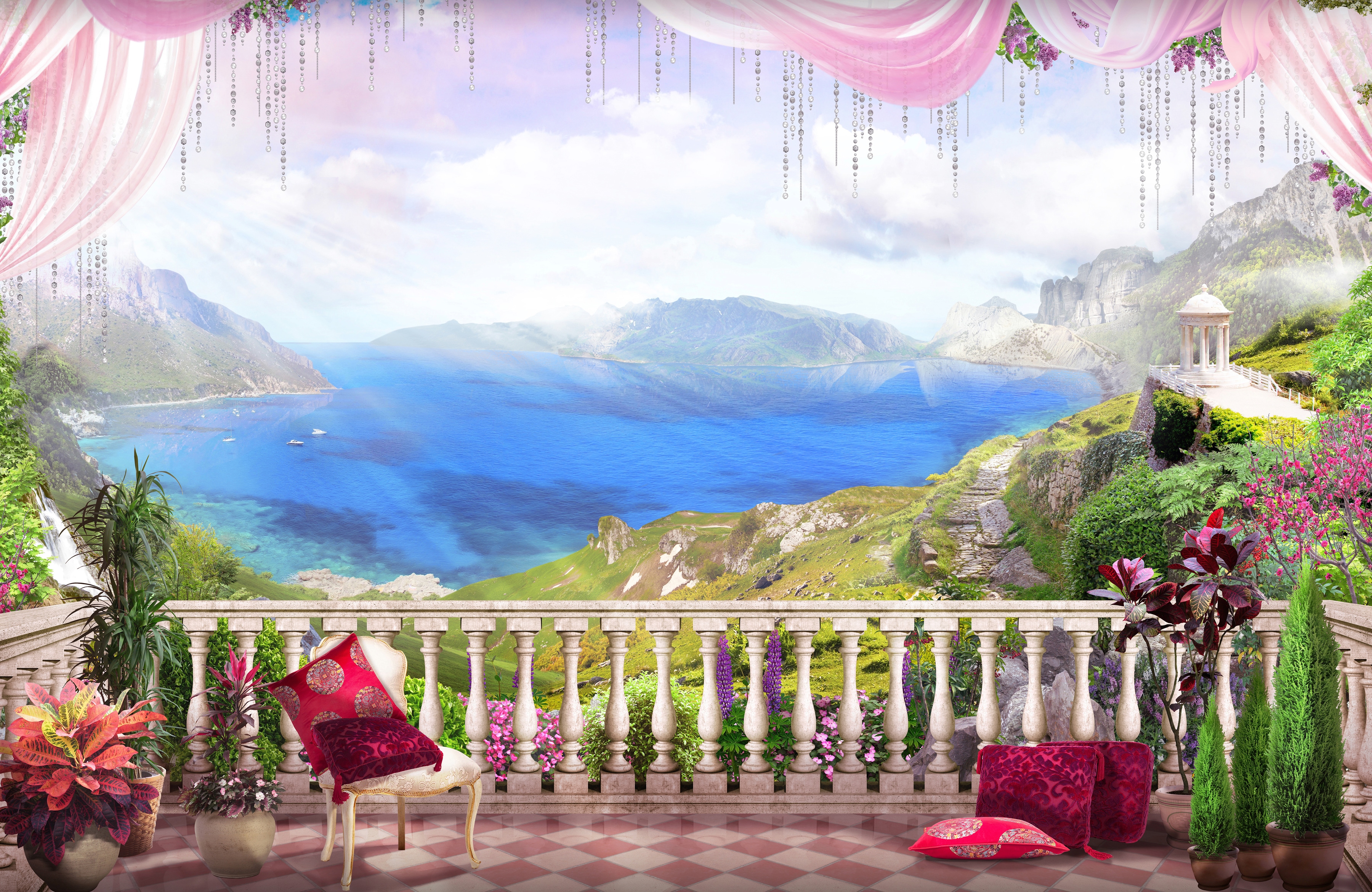 Papermoon "LANDSCHAFT-SEE MEER BERGE GEBIRGE STRAND POSTER XXL"