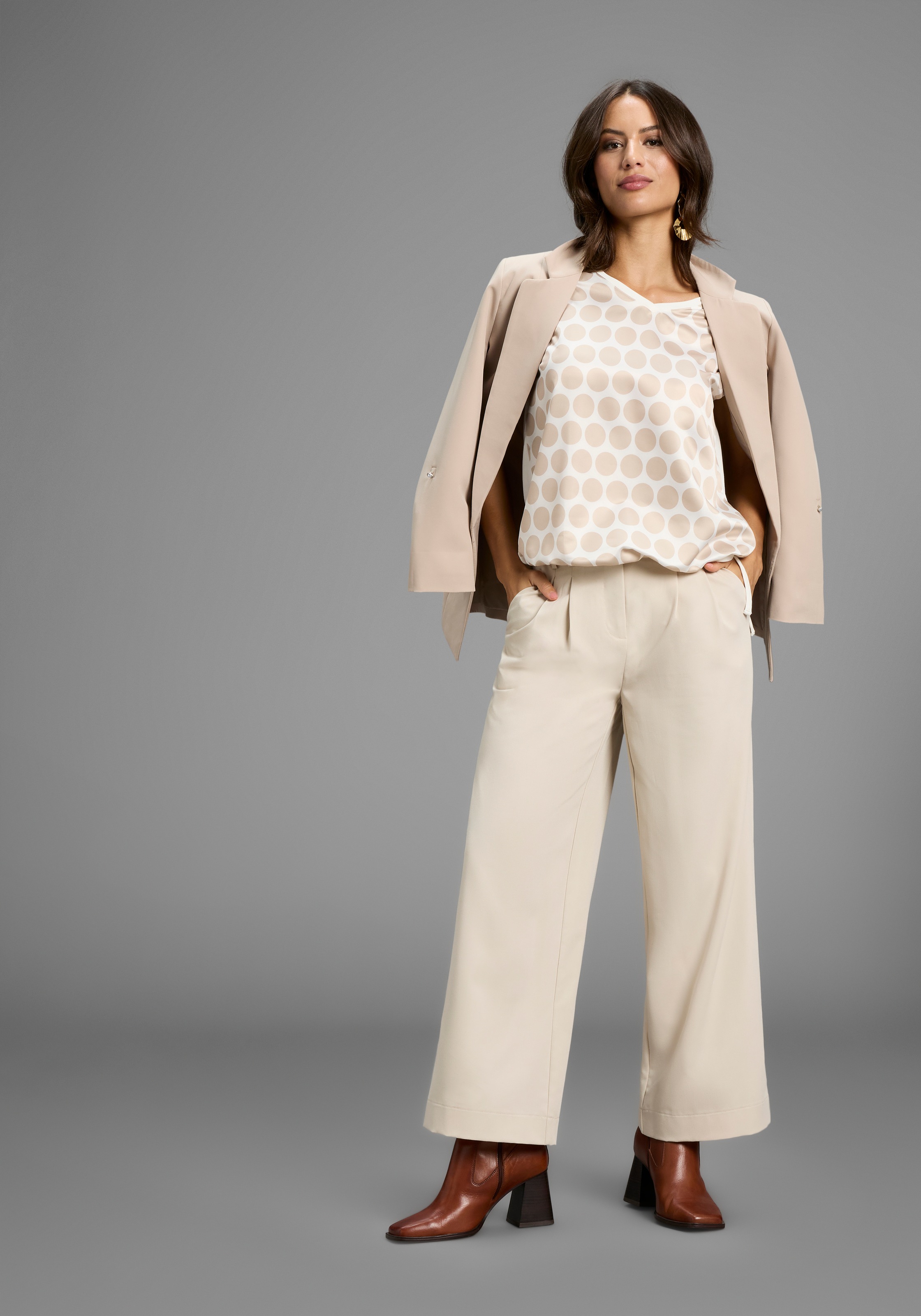 Laura Scott Damen Hemdbluse Beige Gr. 36 3