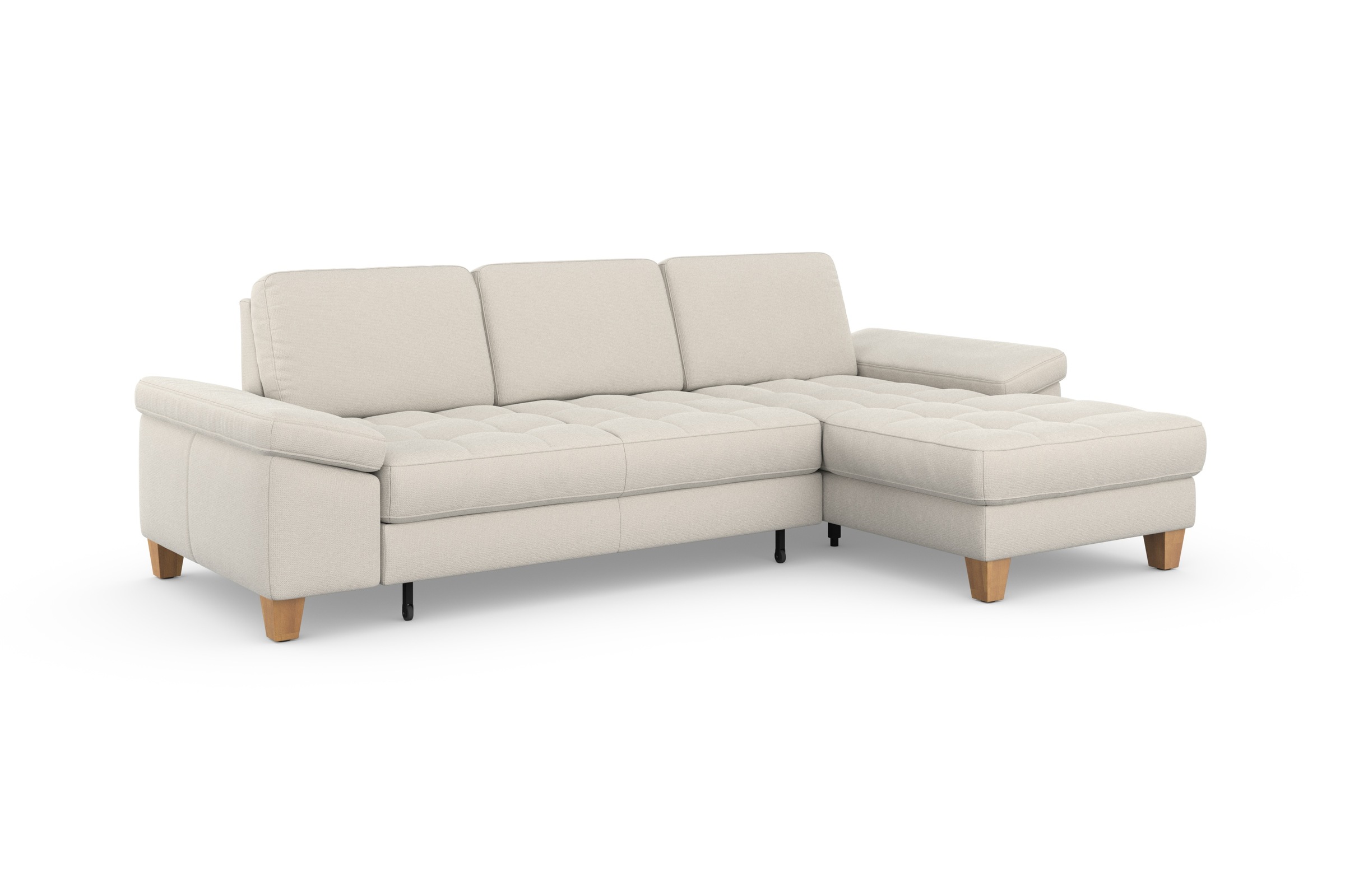 Ecksofa SIT & MORE "Westham L-Form", beige (creme), B:275cm H:88cm T:172cm, 90% Polyester 10% Polyamid, Sofas, Ecksofa, mit Recamiere, mit oder ohne Bettfunktion, Bettkasten, Füße Eiche 6