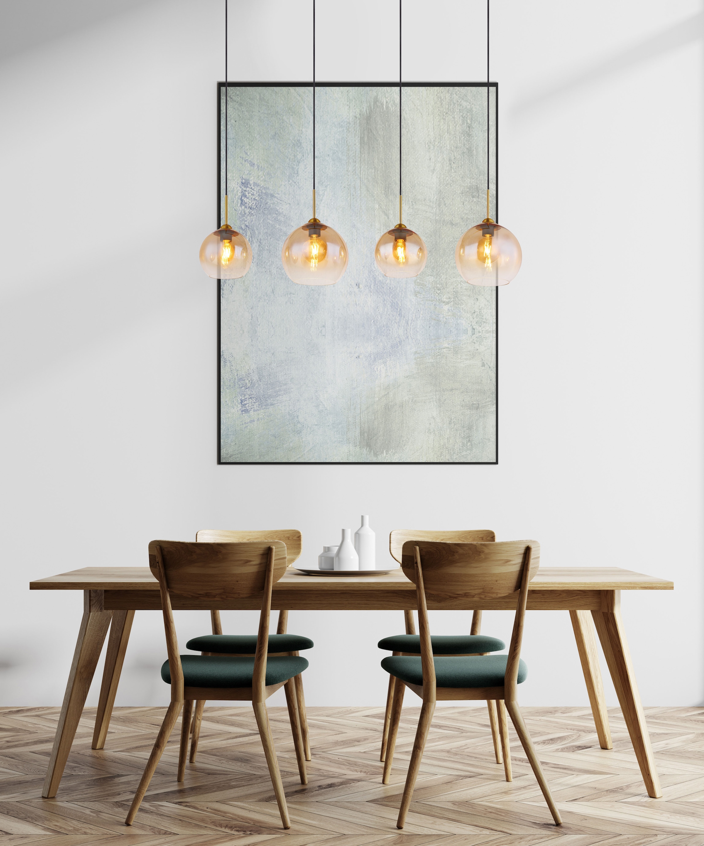 GLOBO LIGHTING Hängeleuchte »JAMESSA« E27 1 Stk. Wohnzimmerleuchte Messing matt, Amberglas, kürzbar