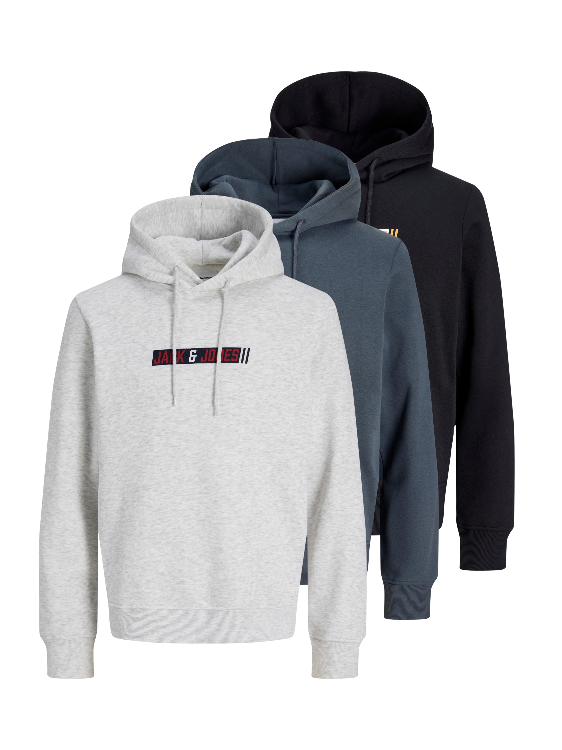 Jack & Jones Kapuzensweatshirt "JJMUNK SWEAT HOOD 3PK MP", 3 Materialmix, regular fit