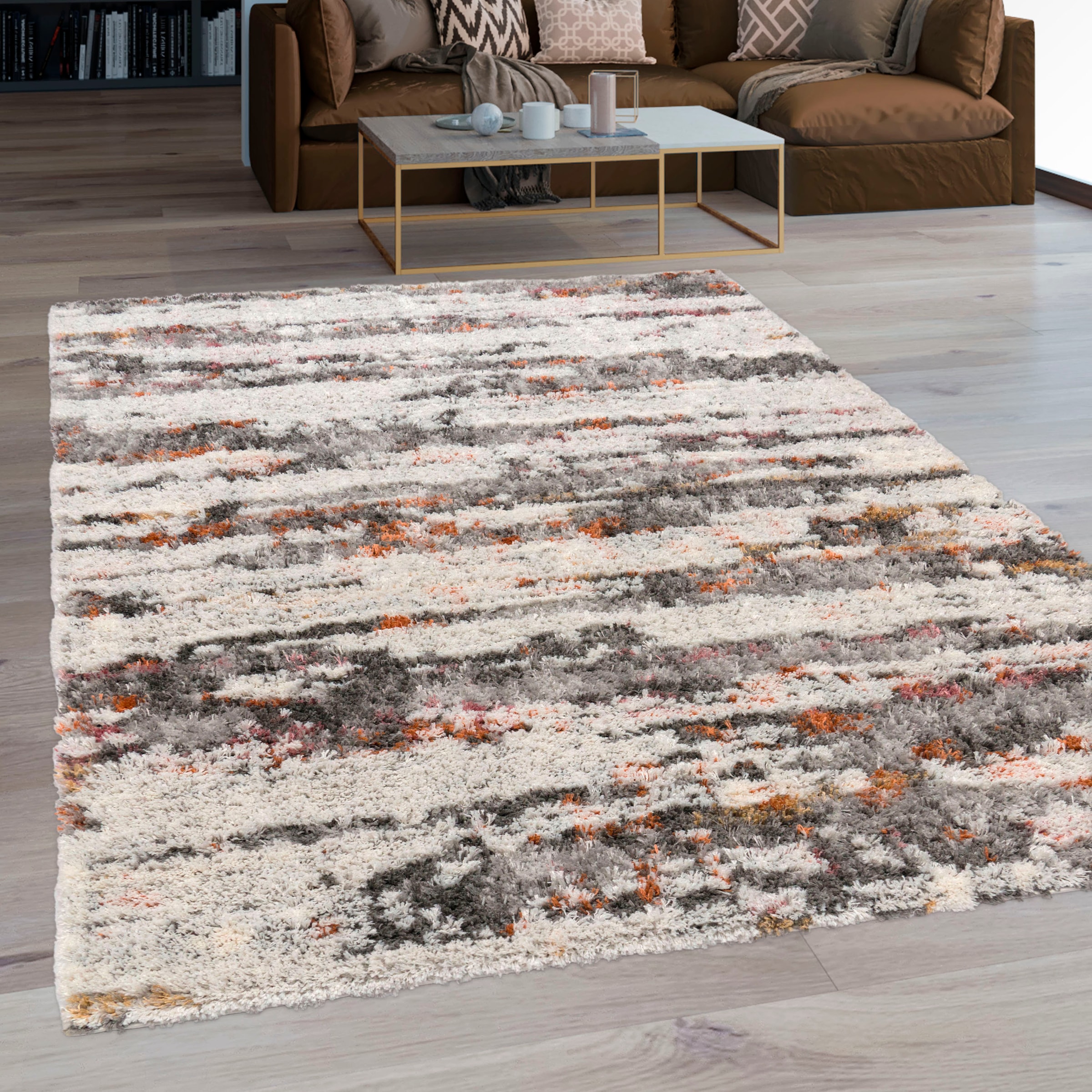 Paco Home Hochflor-Teppich "Vincenza 283" rechteckig 34 mm Höhe kuschelig, günstig online kaufen