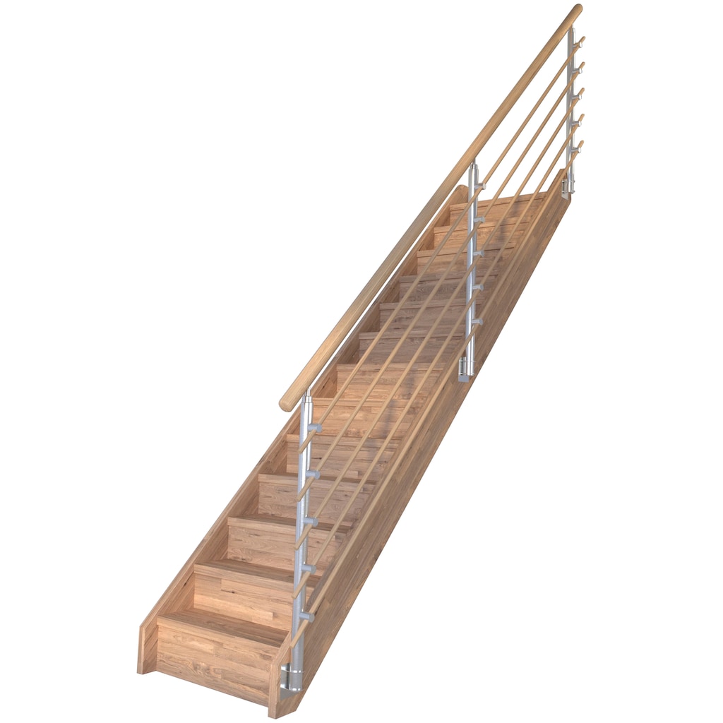 Starwood Systemtreppe »Massivholz Mykonos, Design-Geländer Holzrundstäbe«