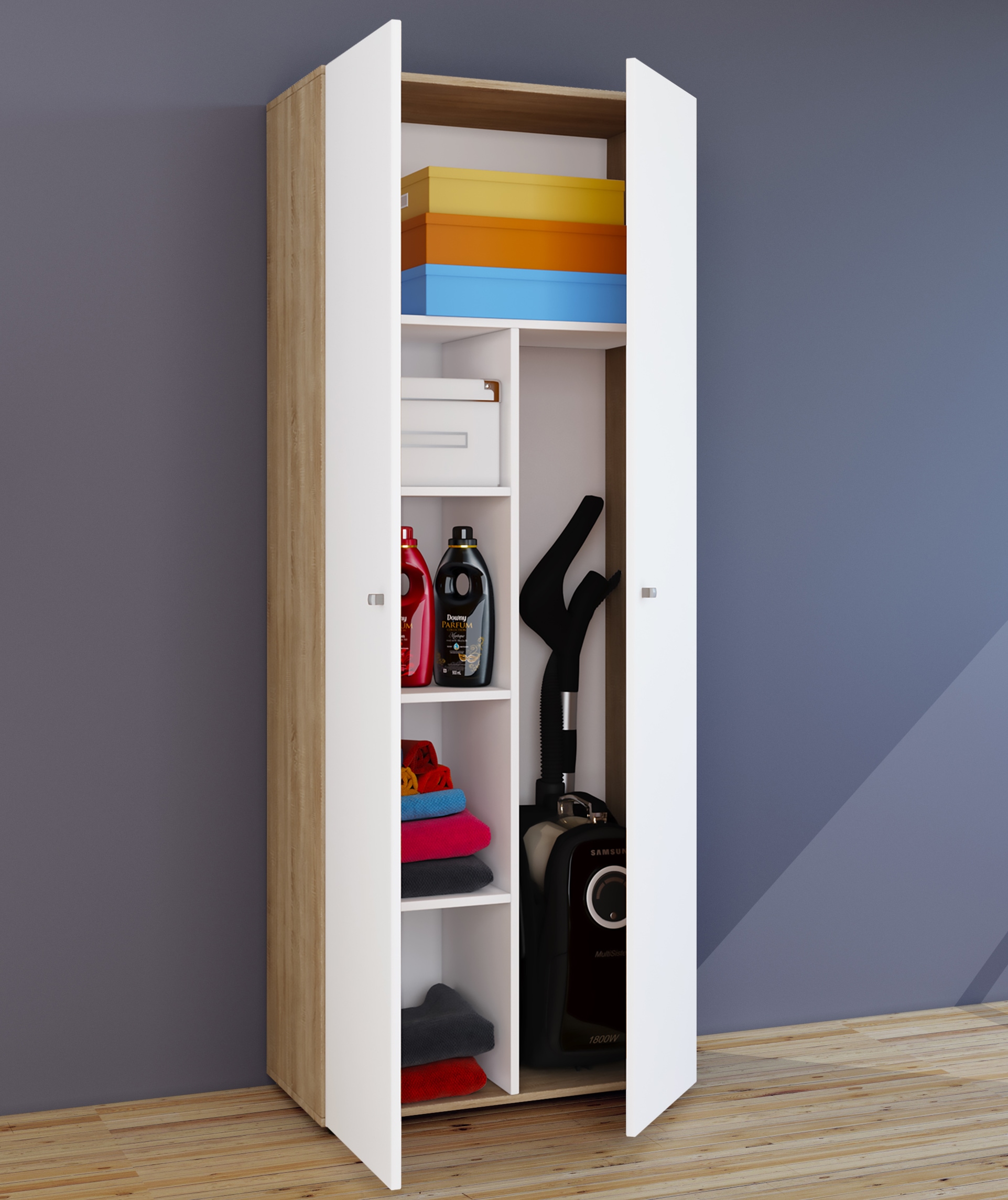 VCM Mehrzweckschrank »VCM Besenschrank | 6 Fächer | Maße: B. 70 x H. 178 x T. 40 cm | Haushaltsschrank | Mehrzweckschrank | Vandol«, (1 St.)