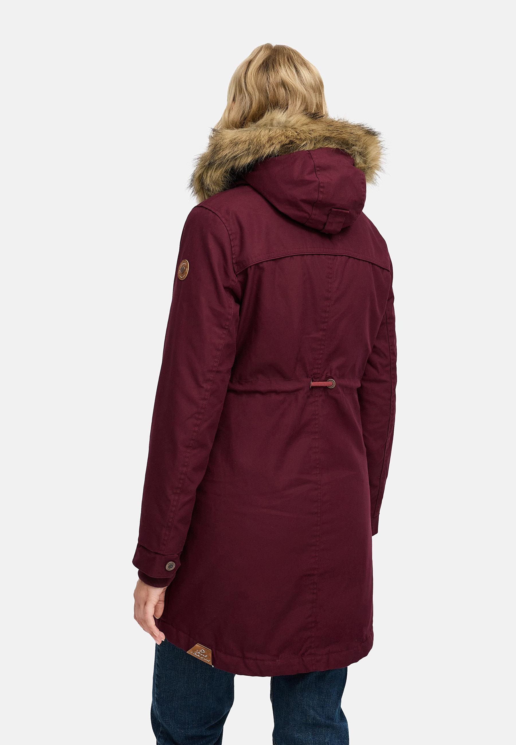 Ragwear Winterjacke »Tawny« mit Kapuze stylischer Winterparka mit großer Kapuze und Kunstfellkragen