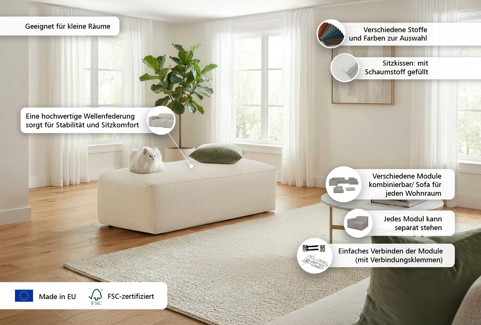 Thumbnail - INOSIGN Polsterhocker "Koa" Wellenunterfederung, weicher Lounge-Sitzkomfort