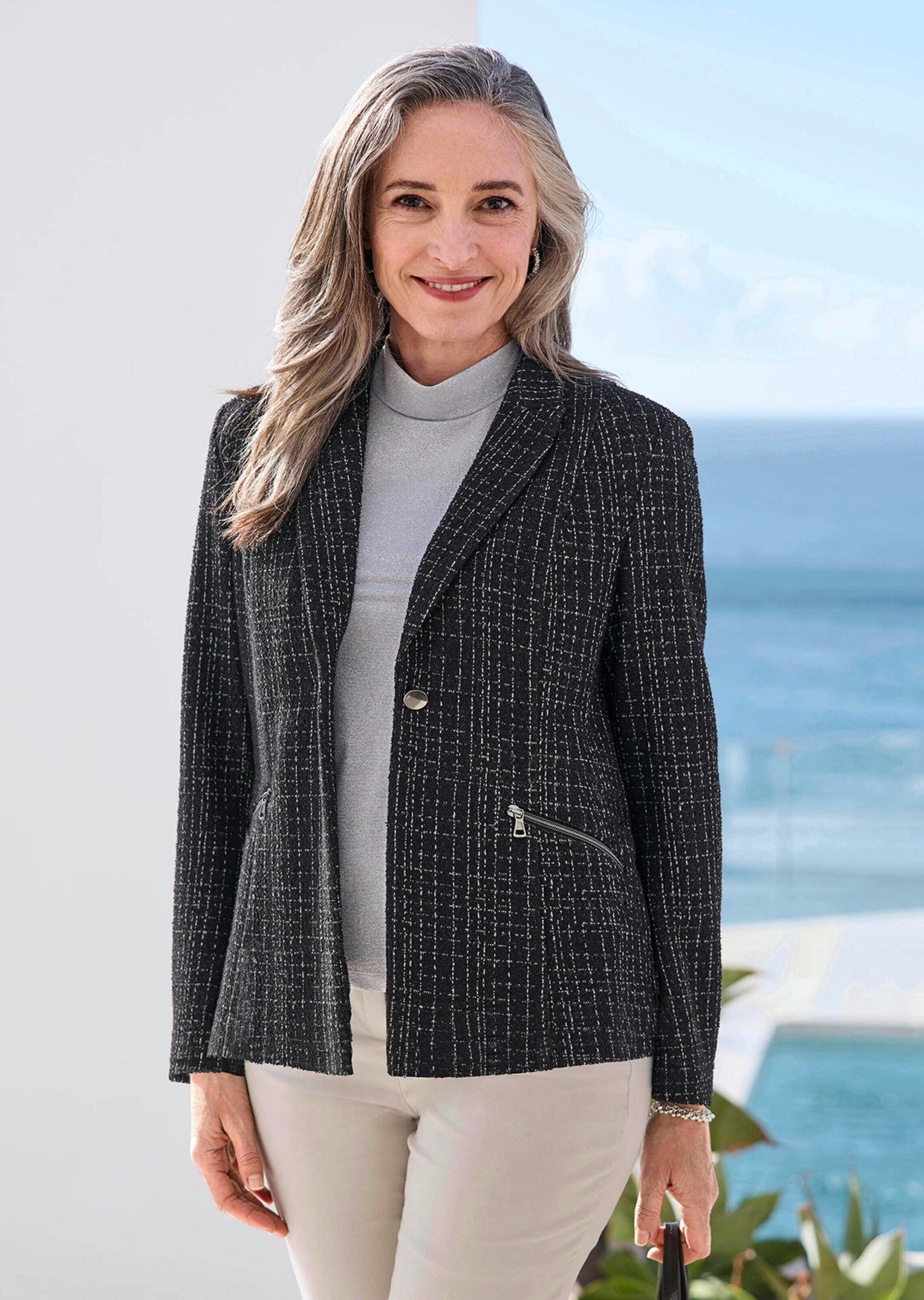 GOLDNER Jackenblazer »Jersey-Blazer in Tweed-Optik«