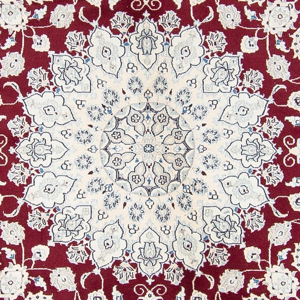 Wohnen Teppiche morgenland Wollteppich »Nain Medaillon Rosso scuro 250 x 250 cm«, rund, 1 mm Höhe, Unikat mit Zertifikat dunkelr