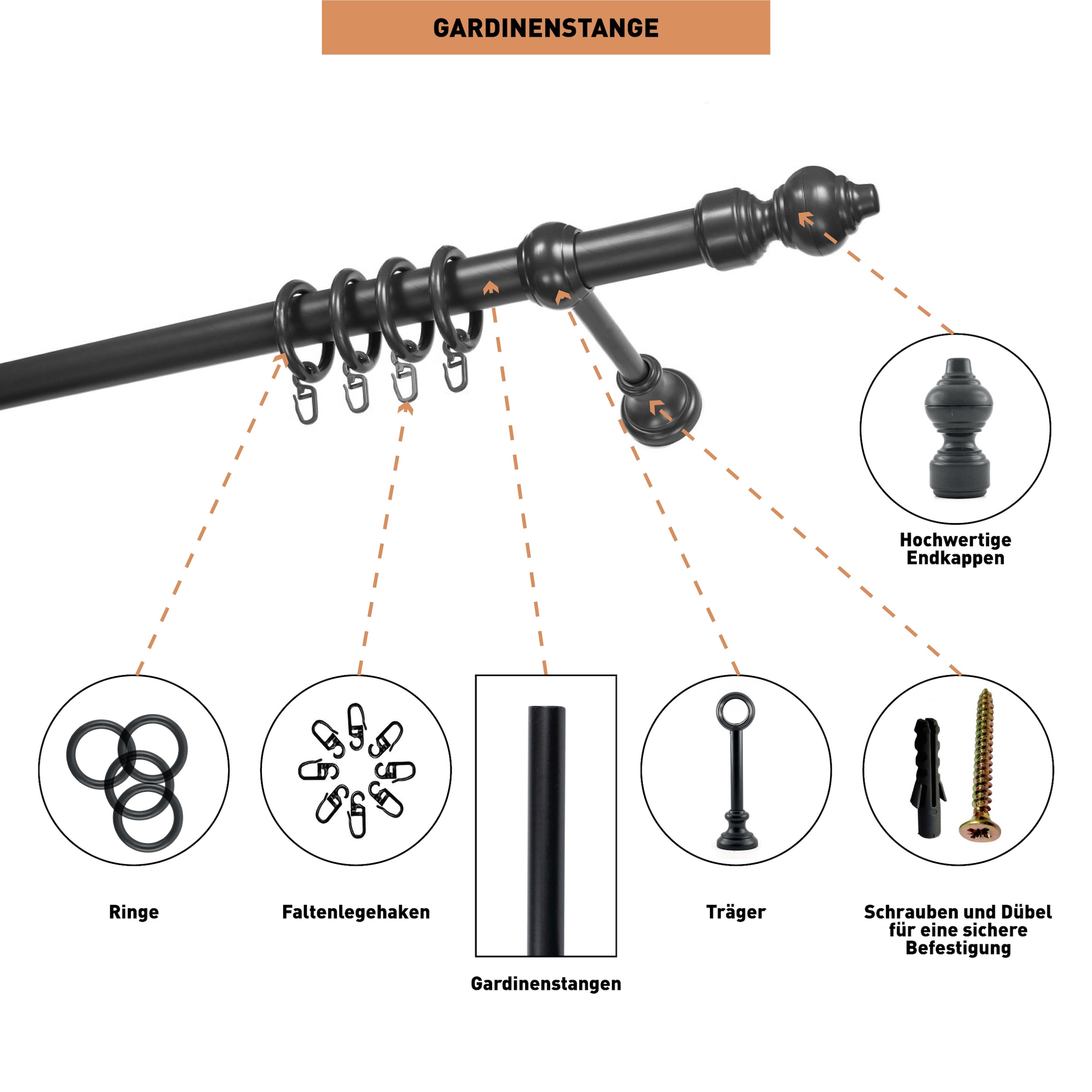 SN DECO GROUP Gardinenstange »Filigrano«, 1 läufig-läufig, Fixmaß