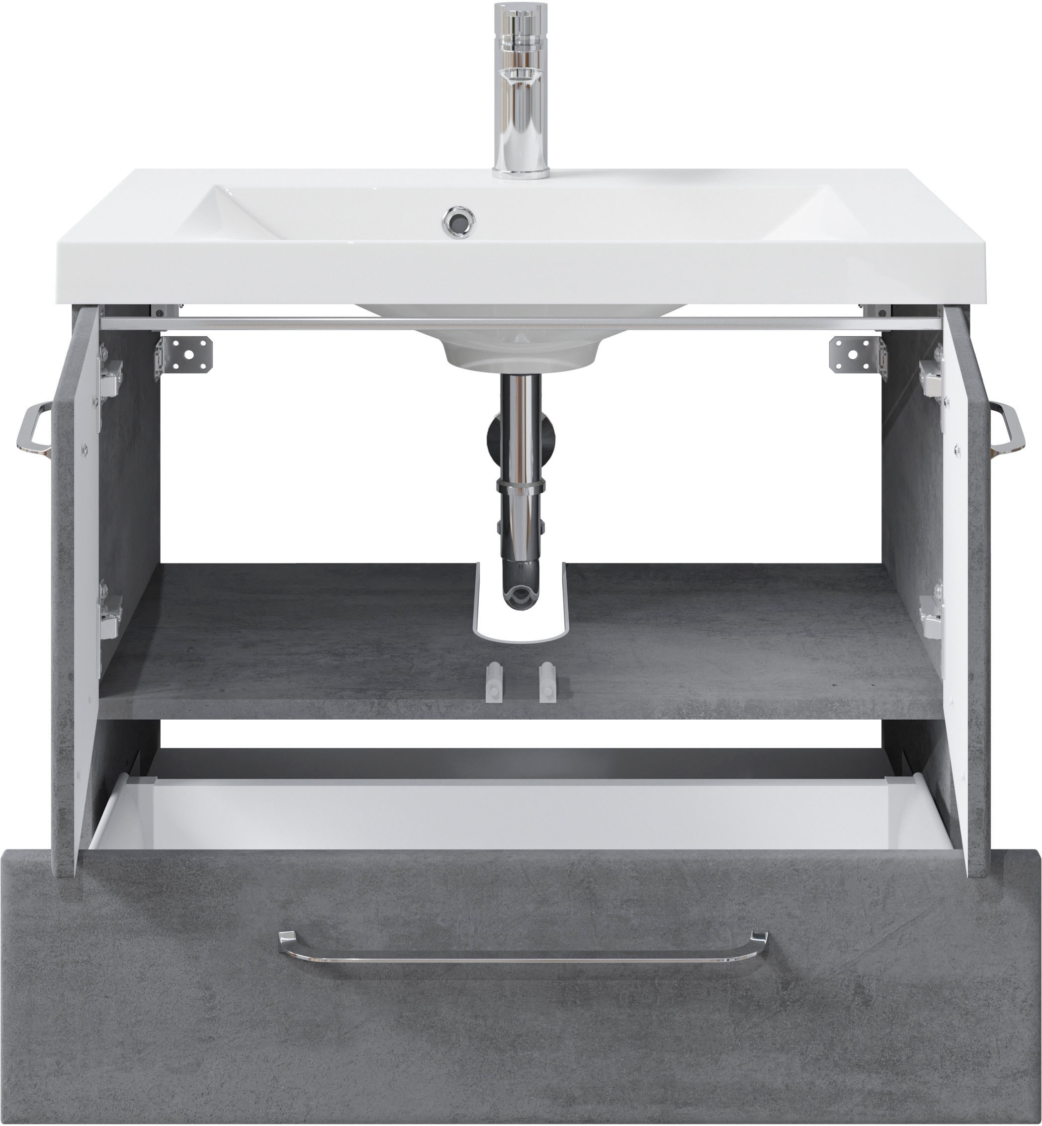 Thumbnail - Saphir Badmöbel-Set "Quickset 945 Mineralmarmor-Waschtisch mit Unterschrank, 74 cm breit" 1 Stk. tlg.