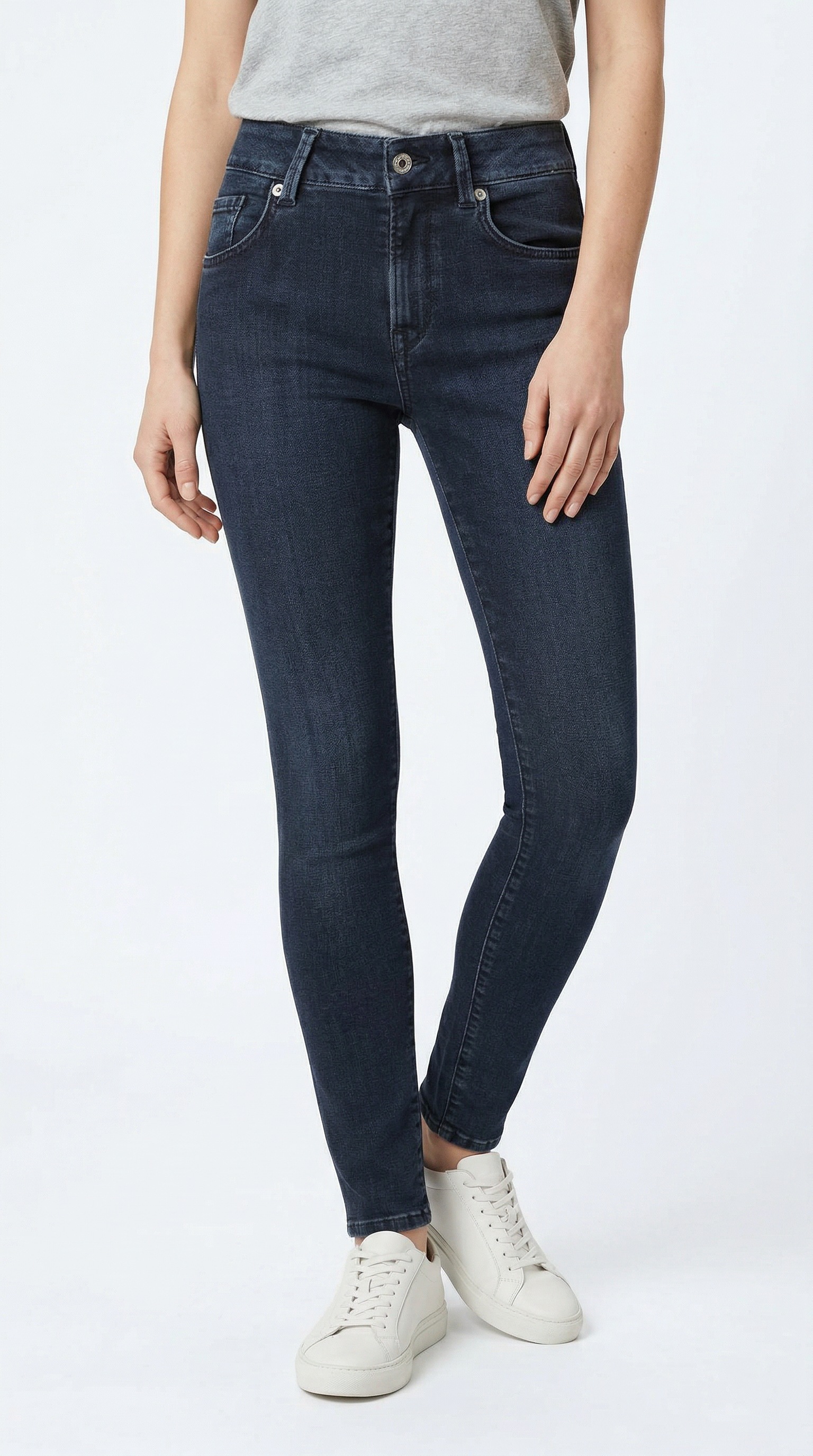Skinny-fit-Jeans PEPE JEANS "SKINNY JEANS MW", Damen, Gr. 25, Länge 32, tiefblau, Denim/Jeans, Obermaterial: 84% Baumwolle, 15% Polyester, 1% Elasthan, skinny fit lang, Jeans, in verschiedenen Waschungen