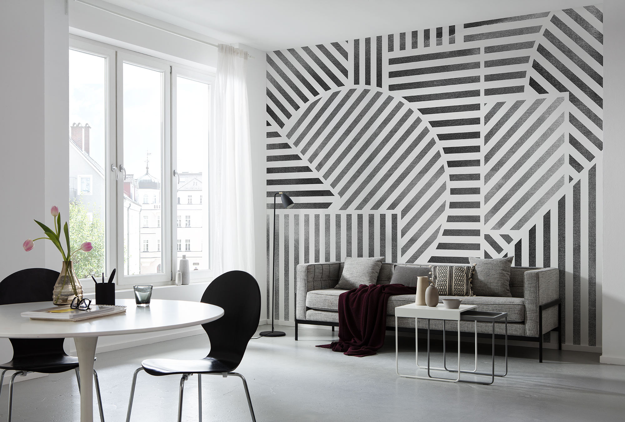 Komar "Komar Vlies Fototapete - Jeux de Lignes - Größe 300 x 250 cm" bedruckt glatt