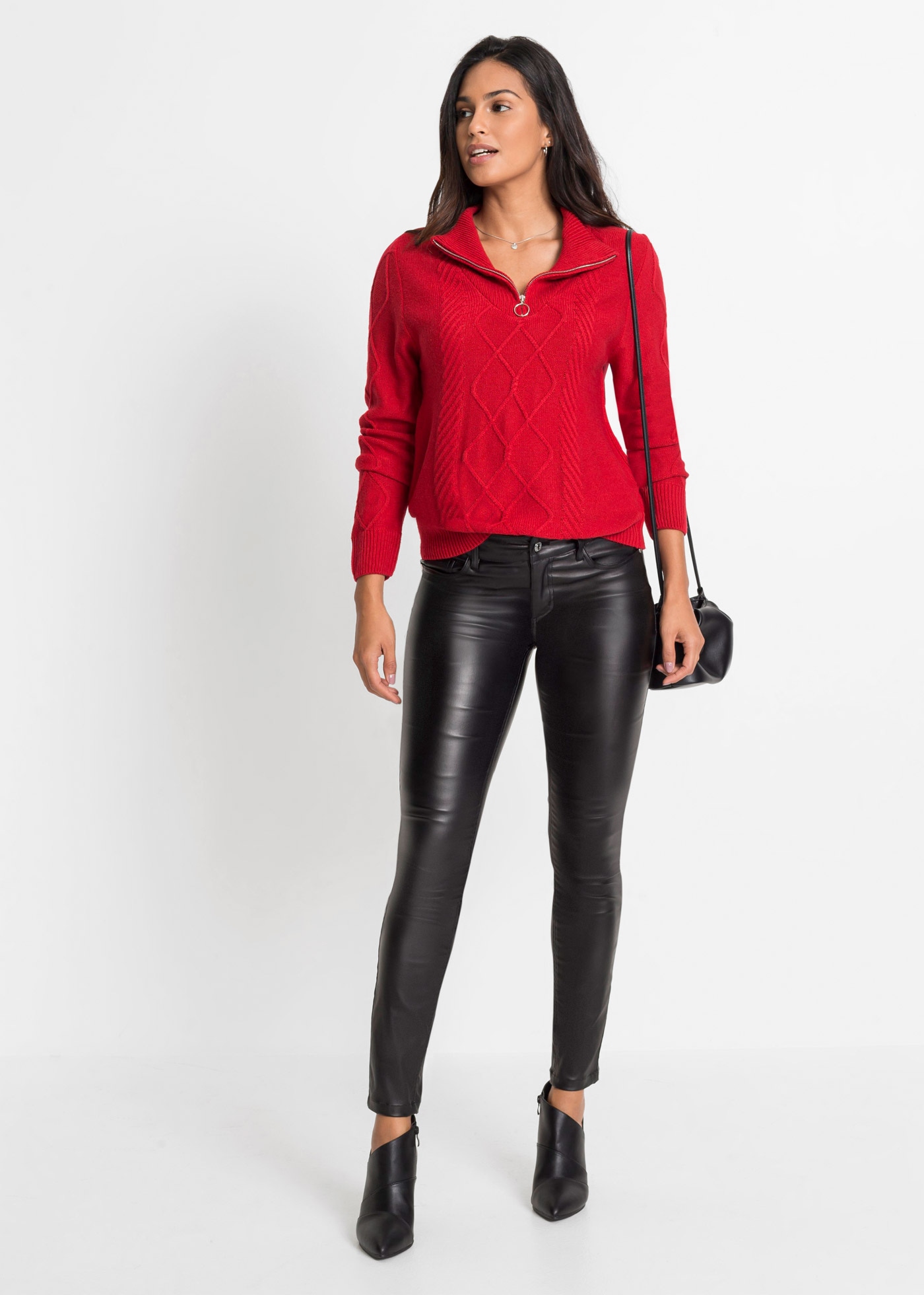 bonprix Troyer aus Polyacryl, mit Reißverschluss, überschnittene Schulter