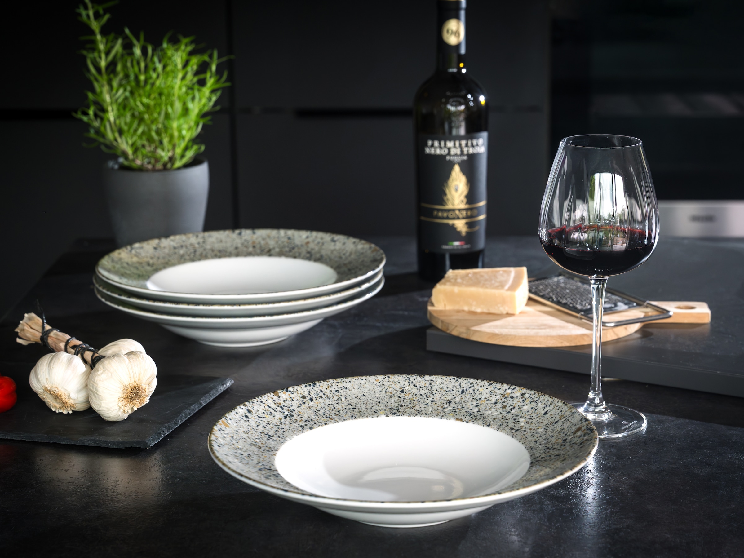 CreaTable Pastateller »Stone Collection Genua, Teller-Set, 4-tlg.« Italienische Eleganz, Vielseitig einsetzbar