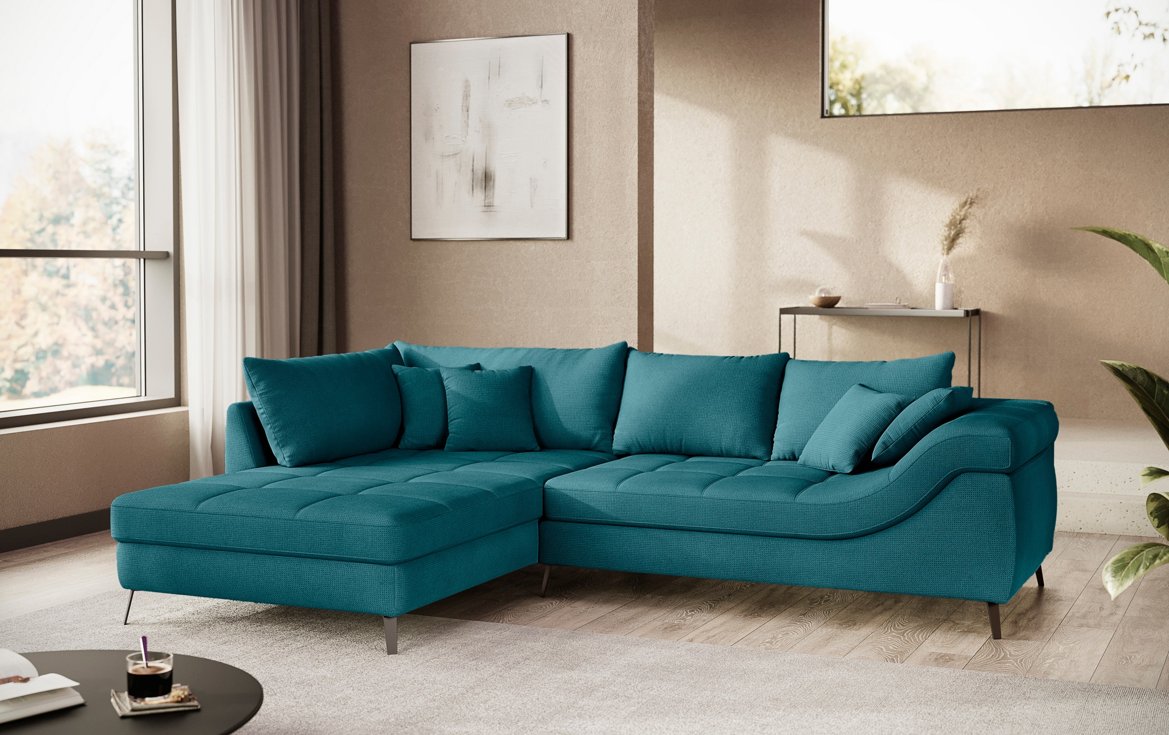 Mr. Couch Ecksofa "Portofino L-Form", 4 Bezugsqualitäten, 13,5 cm hohe Meta günstig online kaufen