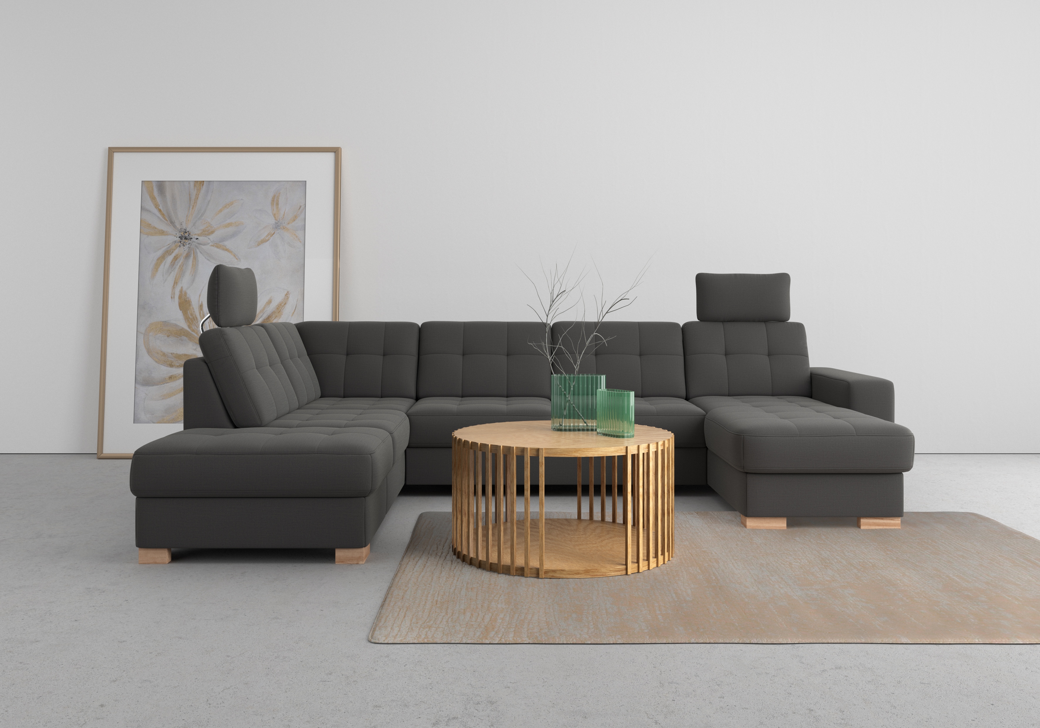 sit&more Wohnlandschaft "Quincy U-Form" wahlweise mit Schlaffunktion und Bettkasten