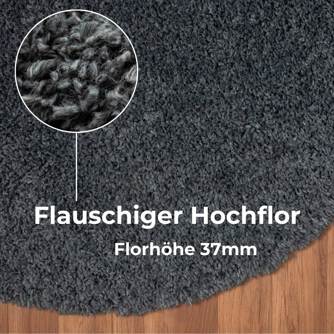 my home Hochflor-Teppich »Banji«, rund, 37 mm Höhe, Uni Farben, weich und flauschig, auch als rechteckig erhältlich
