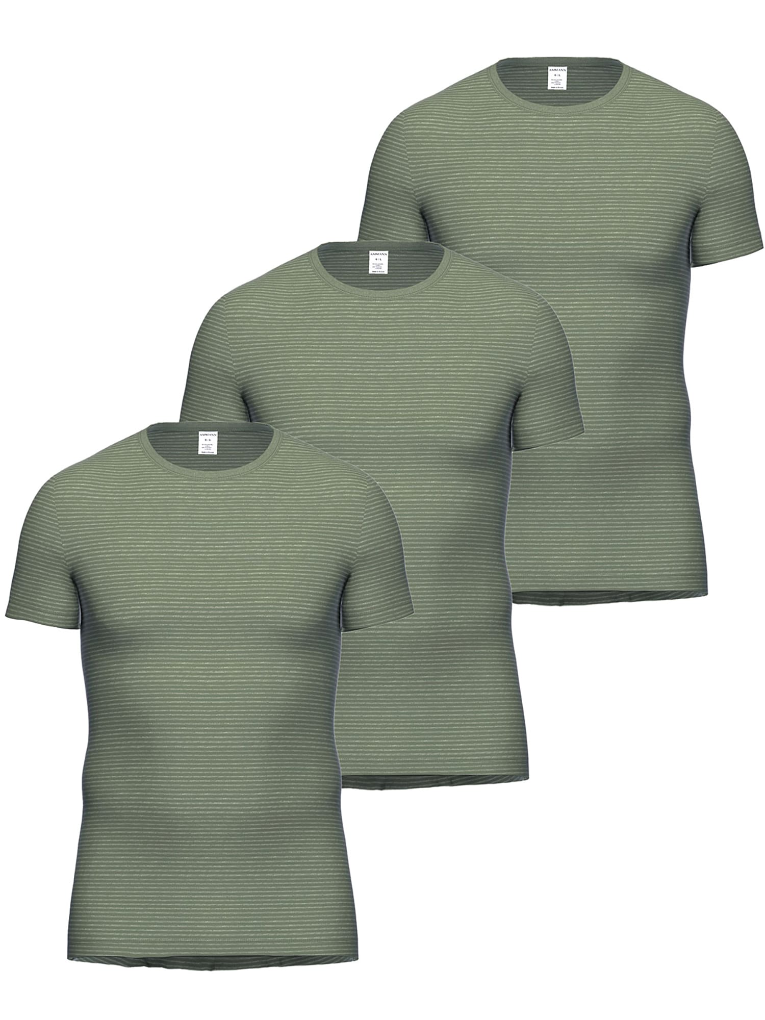 AMMANN Herren Unterhemd "3er Pack Shirt 1/2 Arm Day Classic / Jeans Feinripp", Gr. 9, grün, Obermaterial: 75% Baumwolle CO. 25% Polyester PES.,