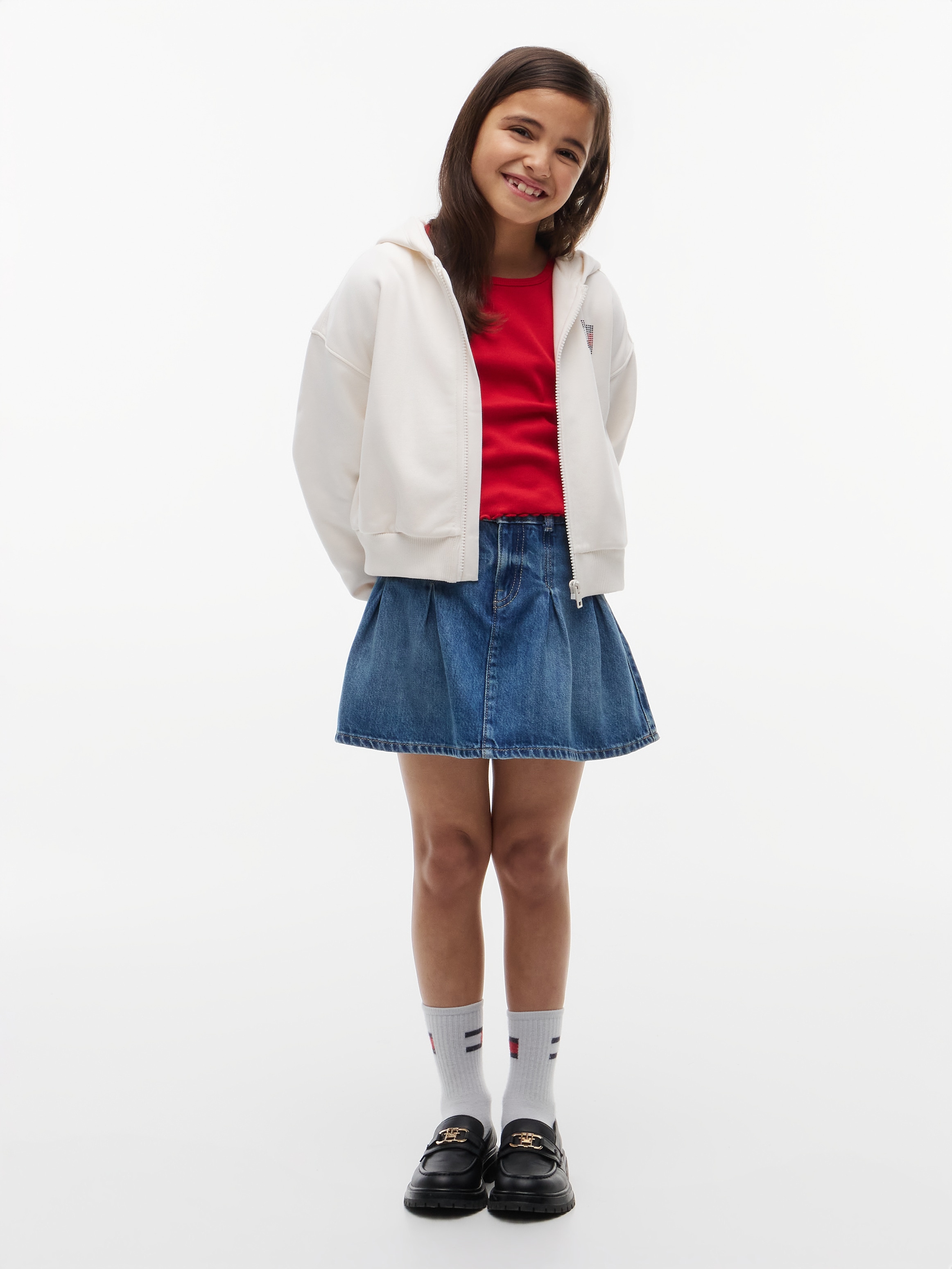 Tommy Hilfiger Kapuzensweatjacke Relaxed Fit, Kinder bis 16 Jahre, mit glitzernden Strasssteinen