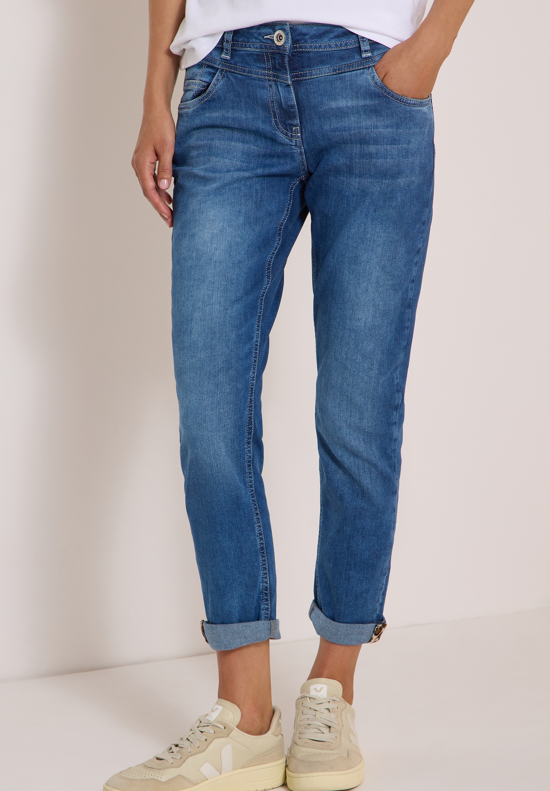 Cecil 5-Pocket-Jeans "Style Scarlett" mit Turn-Up und Leo-Tape