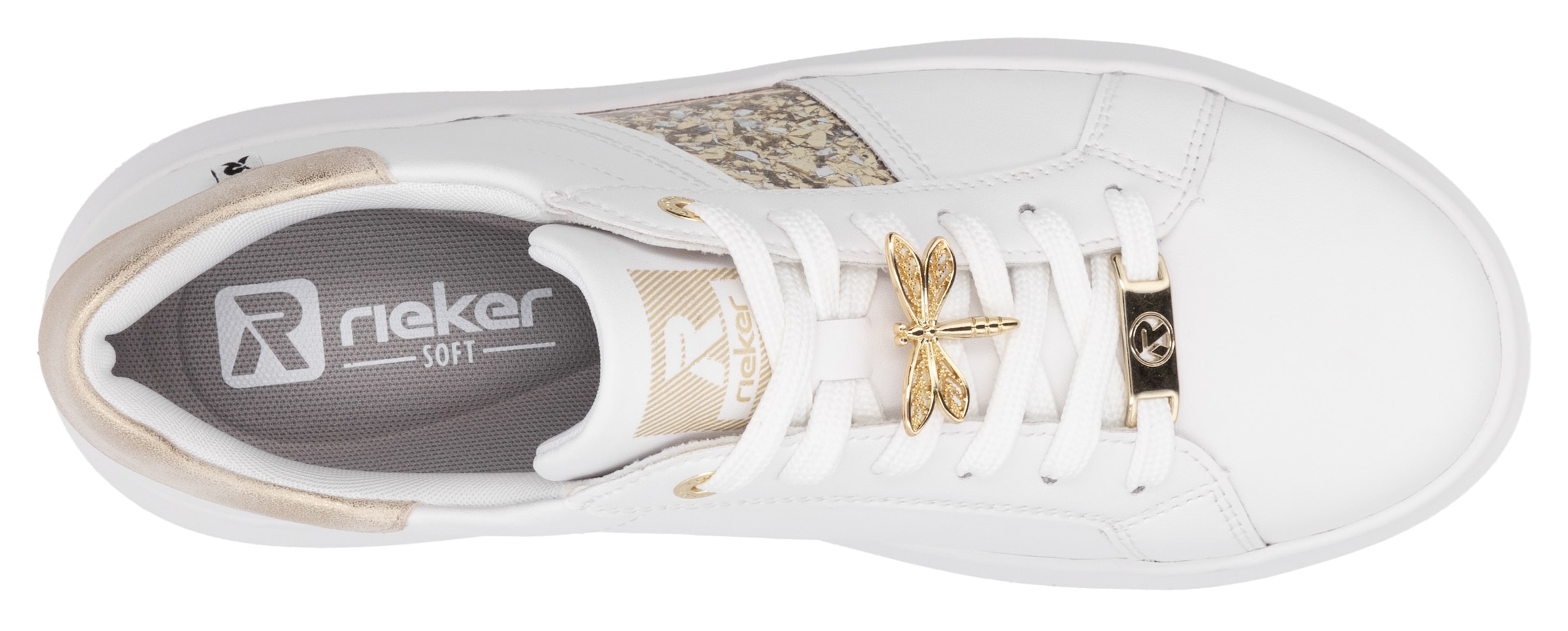 RIEKER Sport Plateausneaker, mit stylischen Metallic-Details, Freizeitschuh, Halbschuh, Schnürschuh