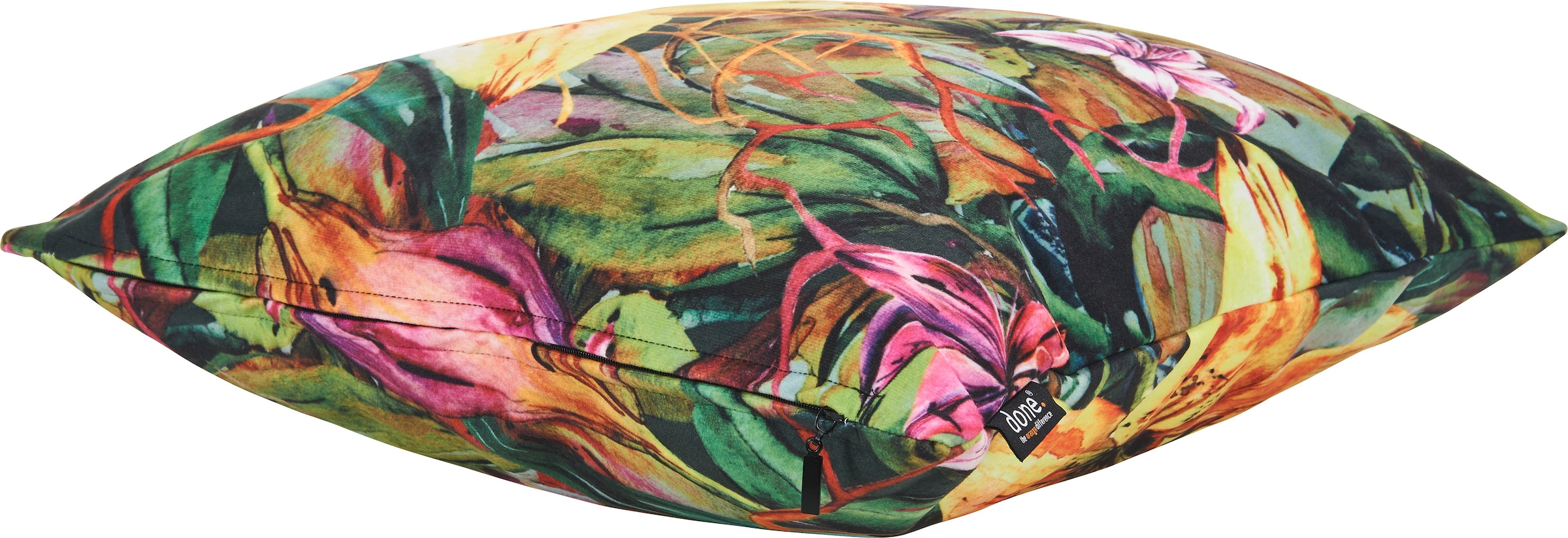 done.® Dekokissen »Velour Print Yellow Lily«, Beidseitig bedruckte Kissenhüle ohne Füllung, 1 Stück