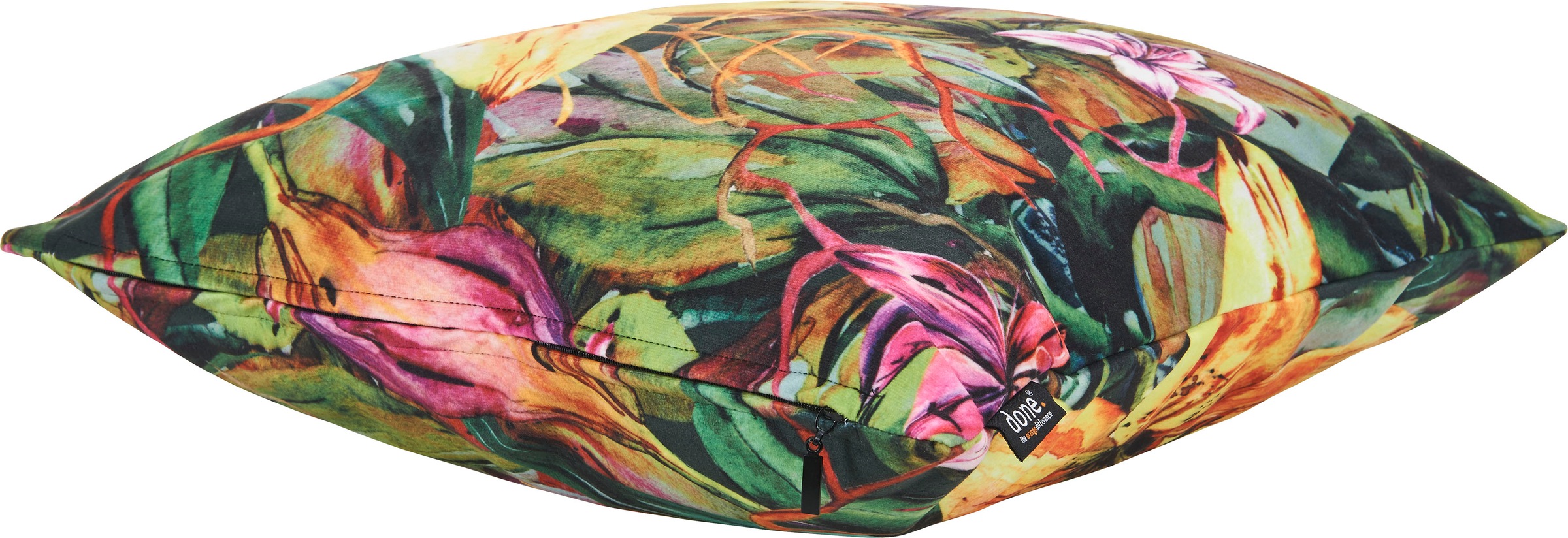 done. Dekokissen "Velour Print Yellow Lily" Beidseitig bedruckte Kissenhüle günstig online kaufen