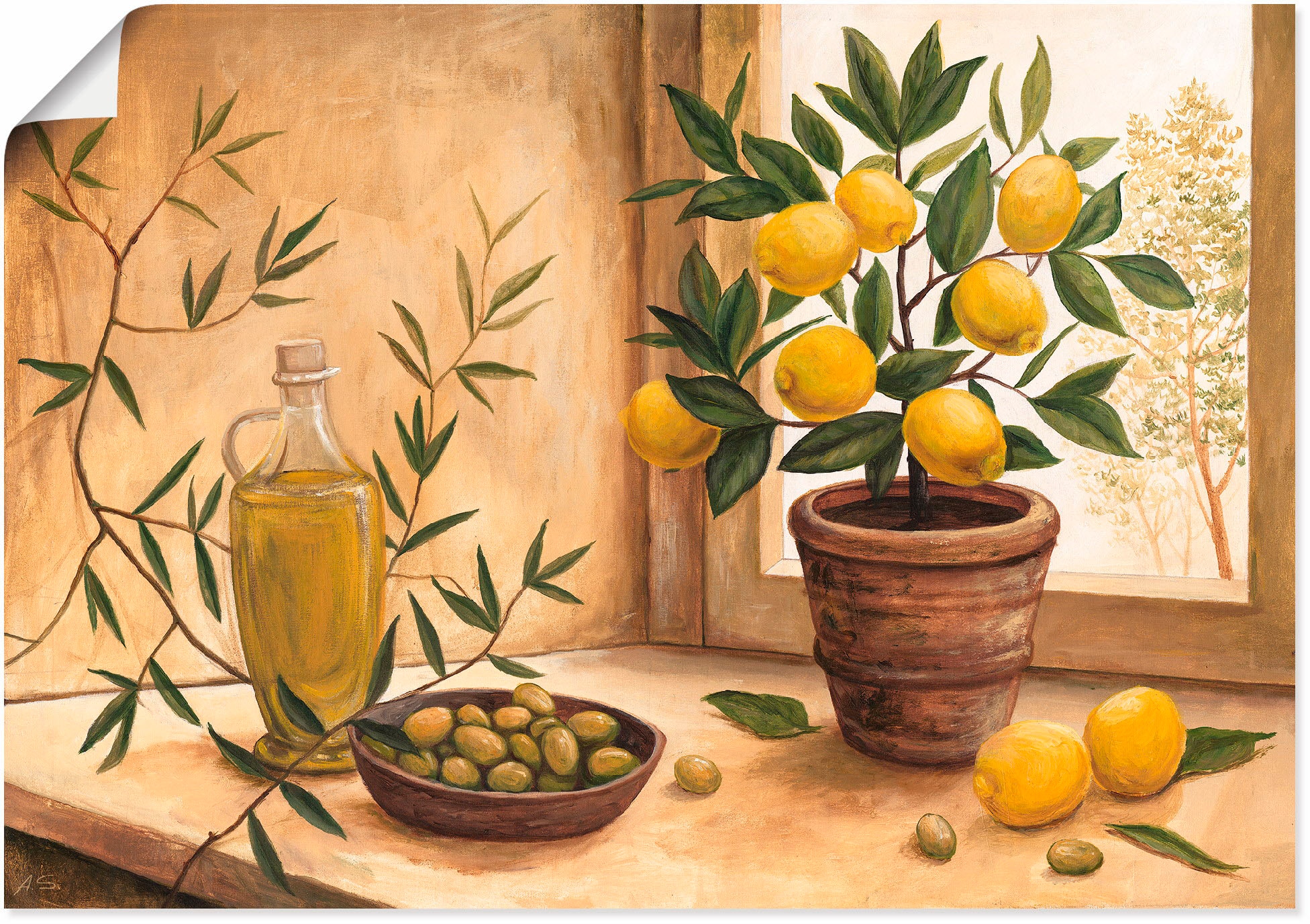 Artland Wandbild »Oliven und Zitronen«, Arrangements, (1 St.), als Alubild, Outdoorbild, Leinwandbild, Poster, Wandaufkleber