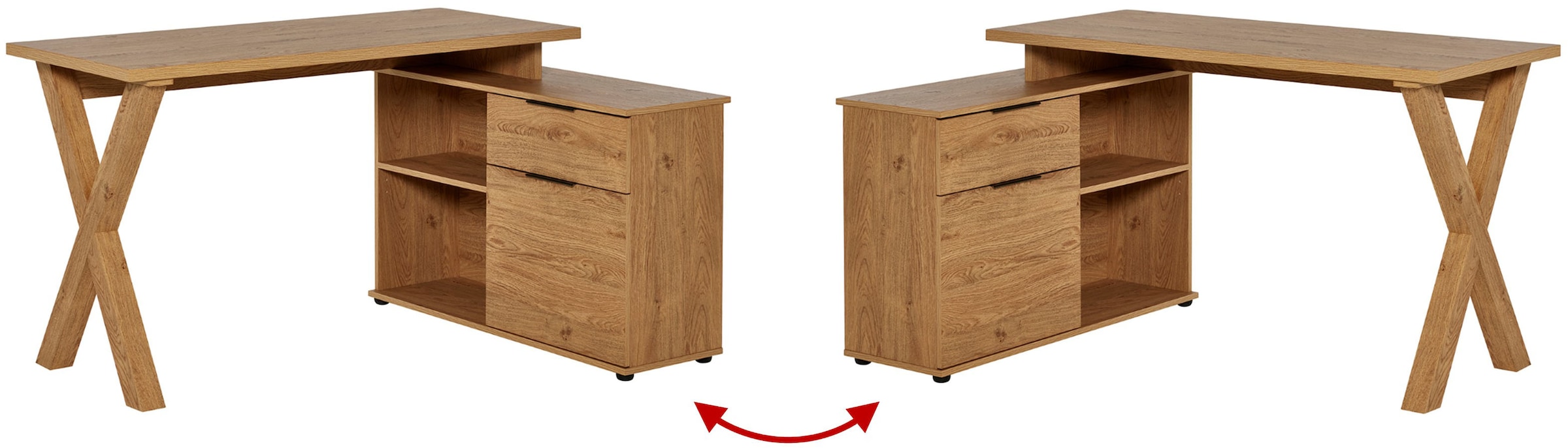 Eckschreibtisch JAHNKE, B:140cm H:76cm T:95cmmontana eiche, montana eiche, montana eiche, montana eiche, Jugendzimmer, Tische, "X-CLUB C 40 E",