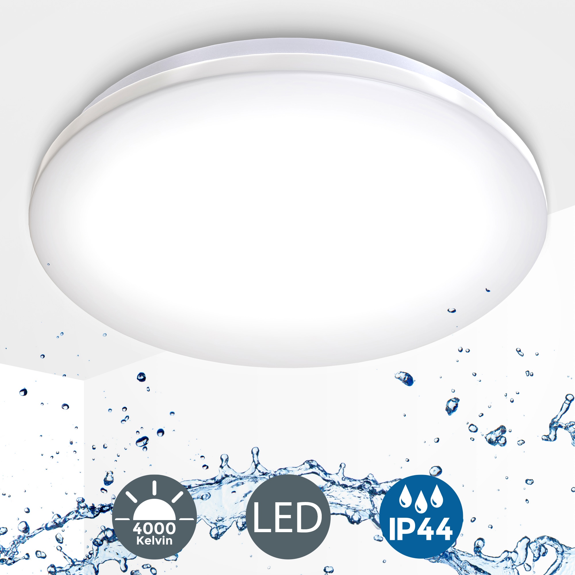 B.K.Licht LED Deckenleuchte, 1 flammig, Leuchtmittel LED-Board | LED fest integriert, Deckenlampe, Bad, inkl. 12 Watt LED Modul 1200lm 4000K, flach, weiß