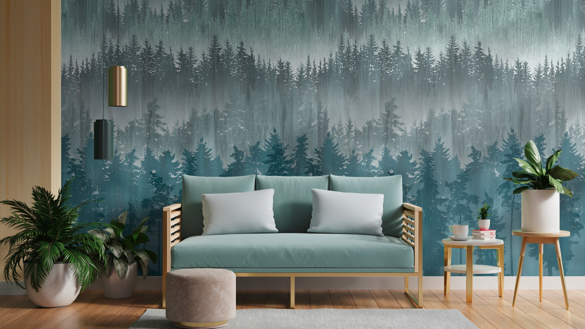living walls "Metropolitan Stories. Travel Styles. Waldtapete" gemustert matt neutral glatt Fototapete Landschaft Horizonz Tapeten Wohnzimmer Schlafzimmer Küche
