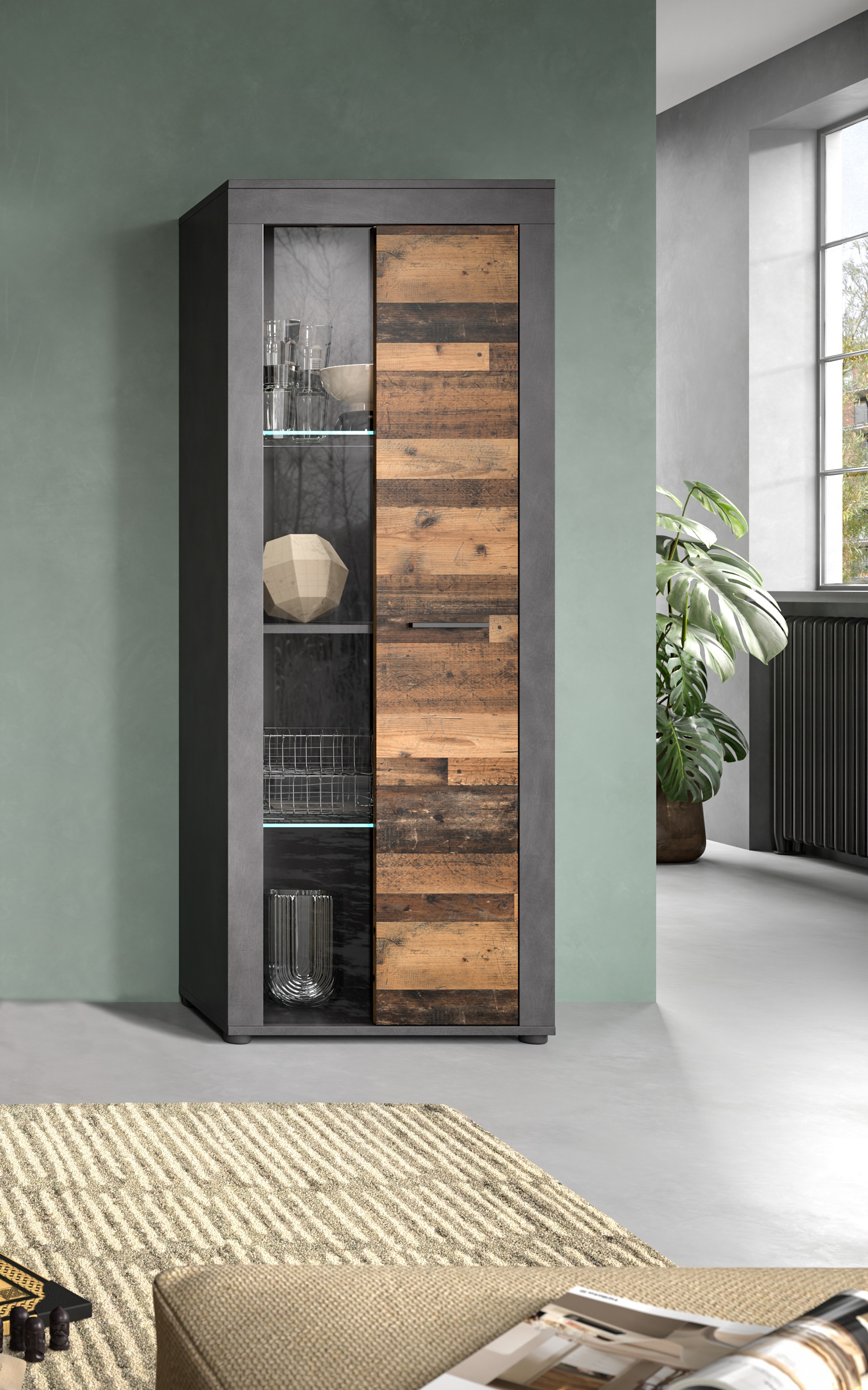 Home affaire Vitrine "Aosta, Höhe 159 cm, in verschiedenen Farbausführungen günstig online kaufen