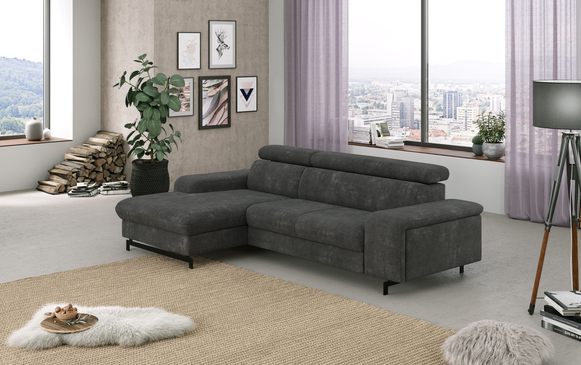 COTTA Ecksofa "Emma L-Form, B: 267 cm" mit Kopfteilverstellung, optional Schlaffunktion & Bettkasten
